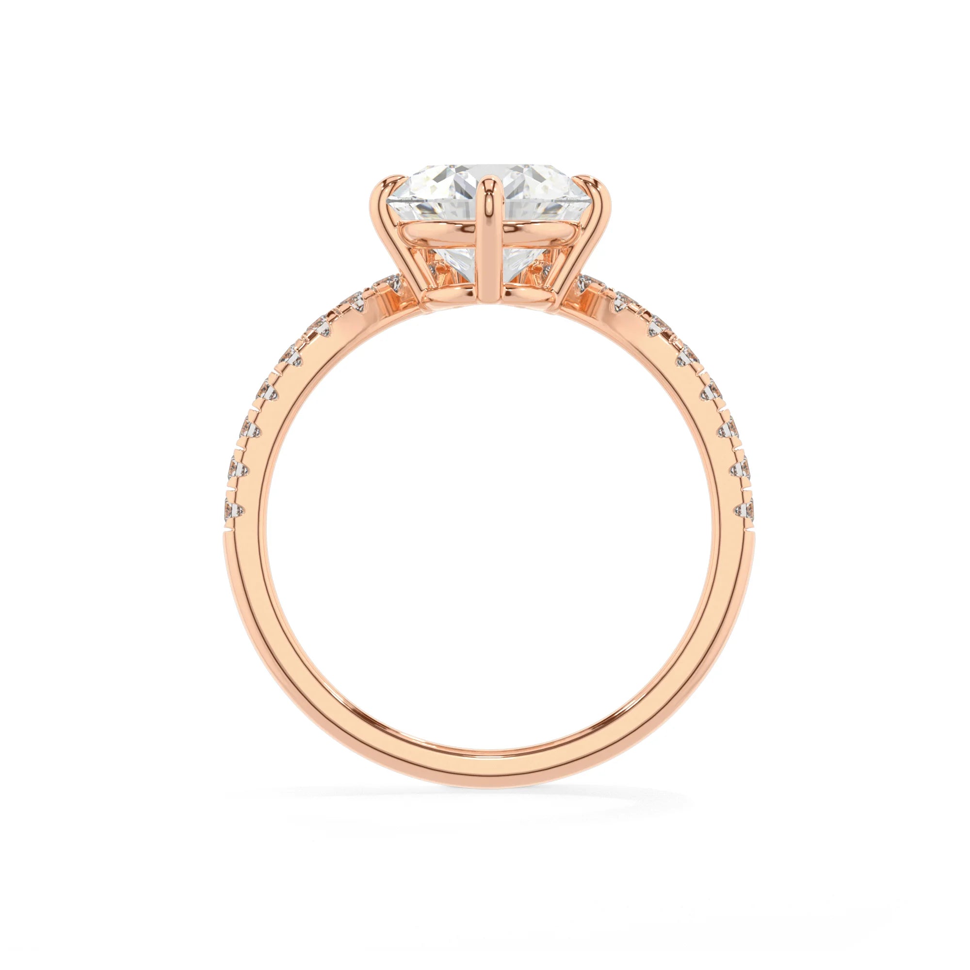 lab grown moissanite round solitaire rings in rose gold