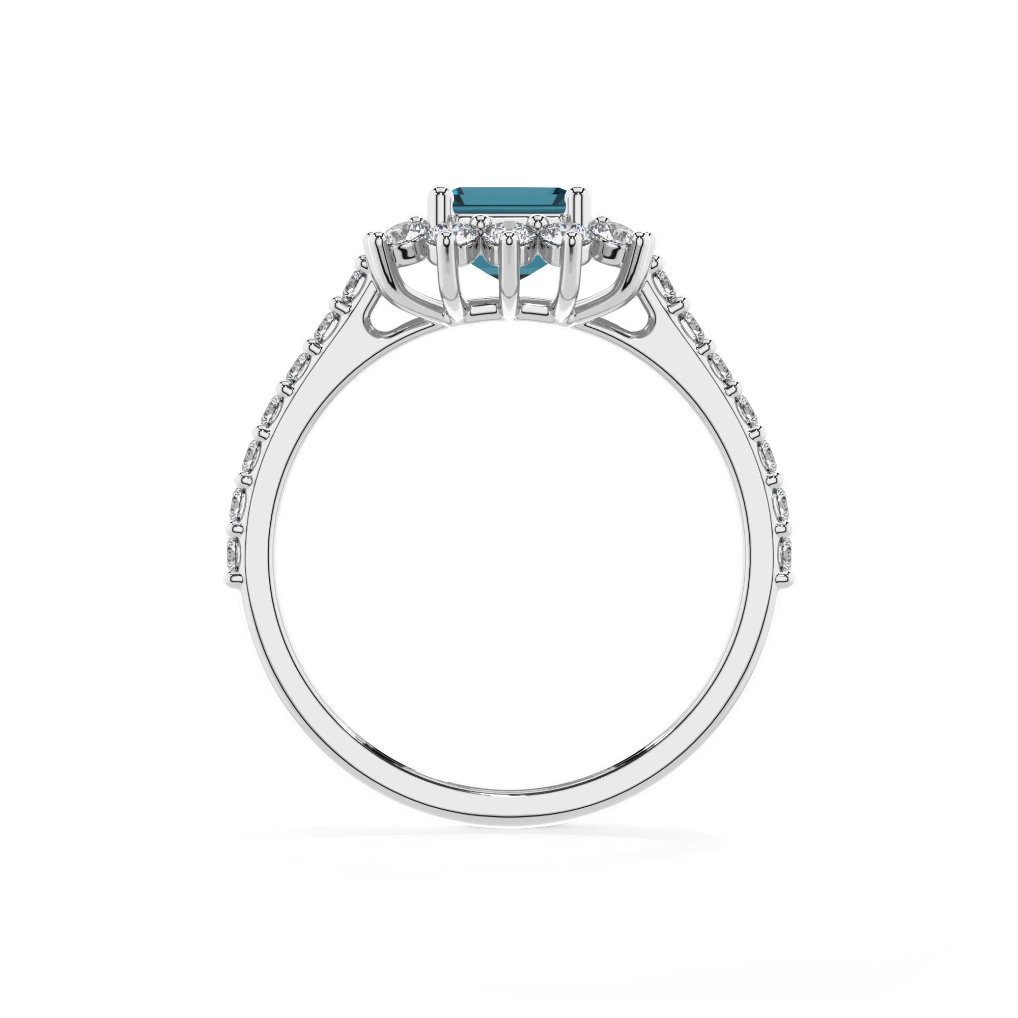 natural london-blue-topaz emerald cut solitaire rings in sterling silver