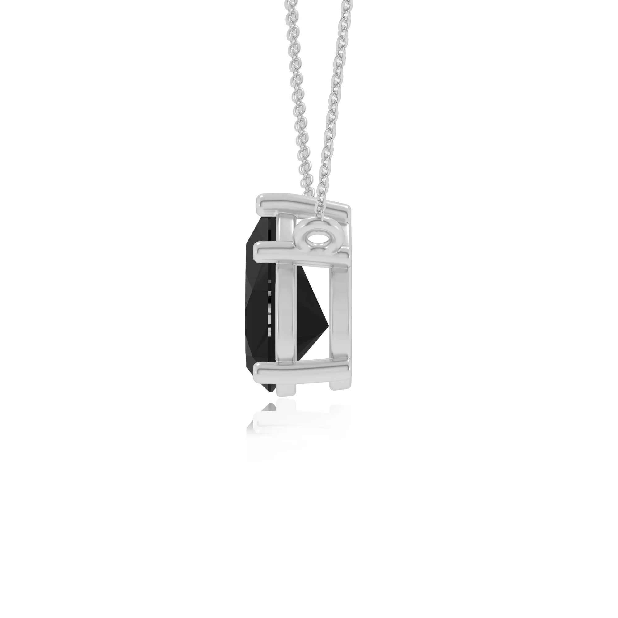 natural black-onyx pear solitaire necklaces in sterling silver