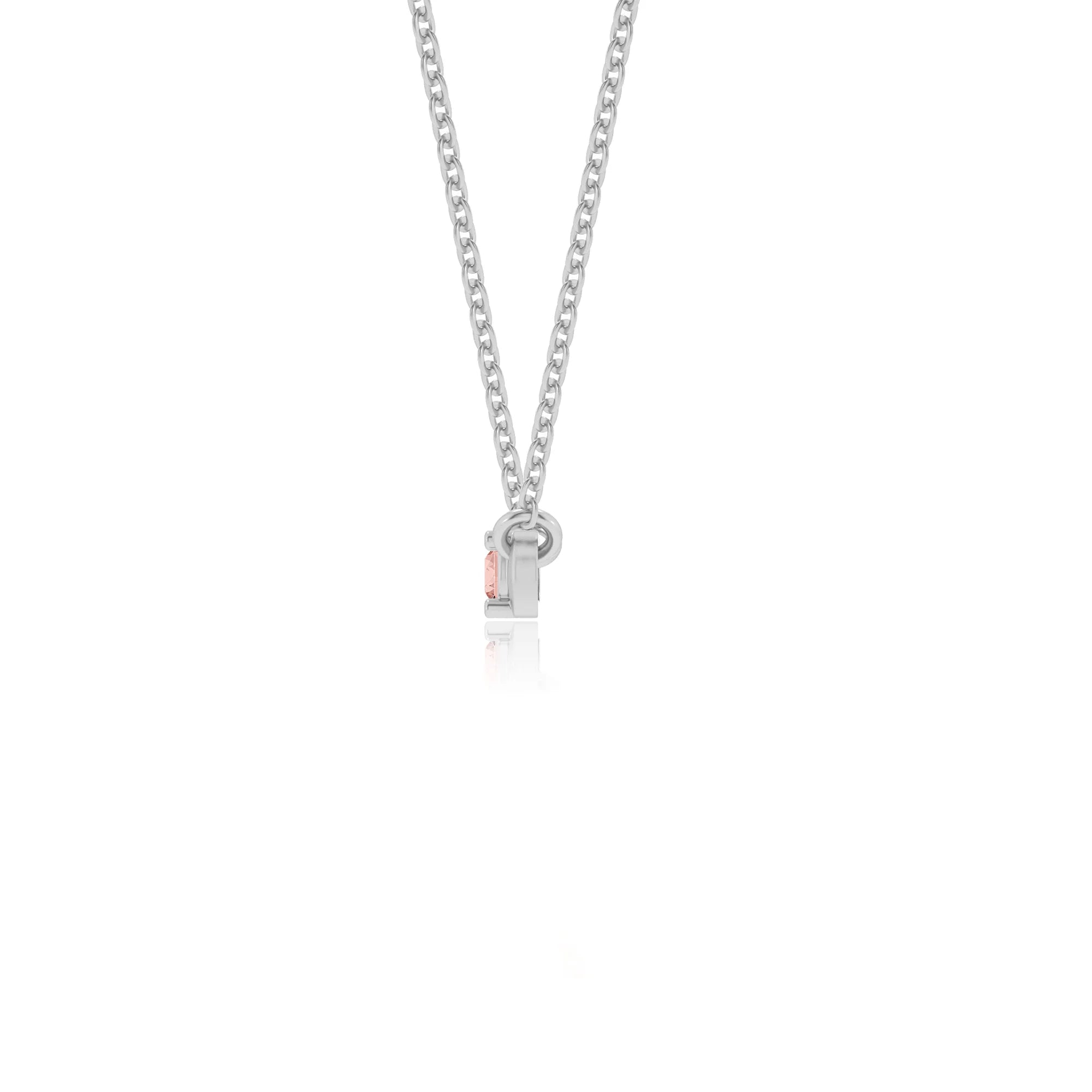 lab grown morganite round bar v-bale necklaces in sterling silver