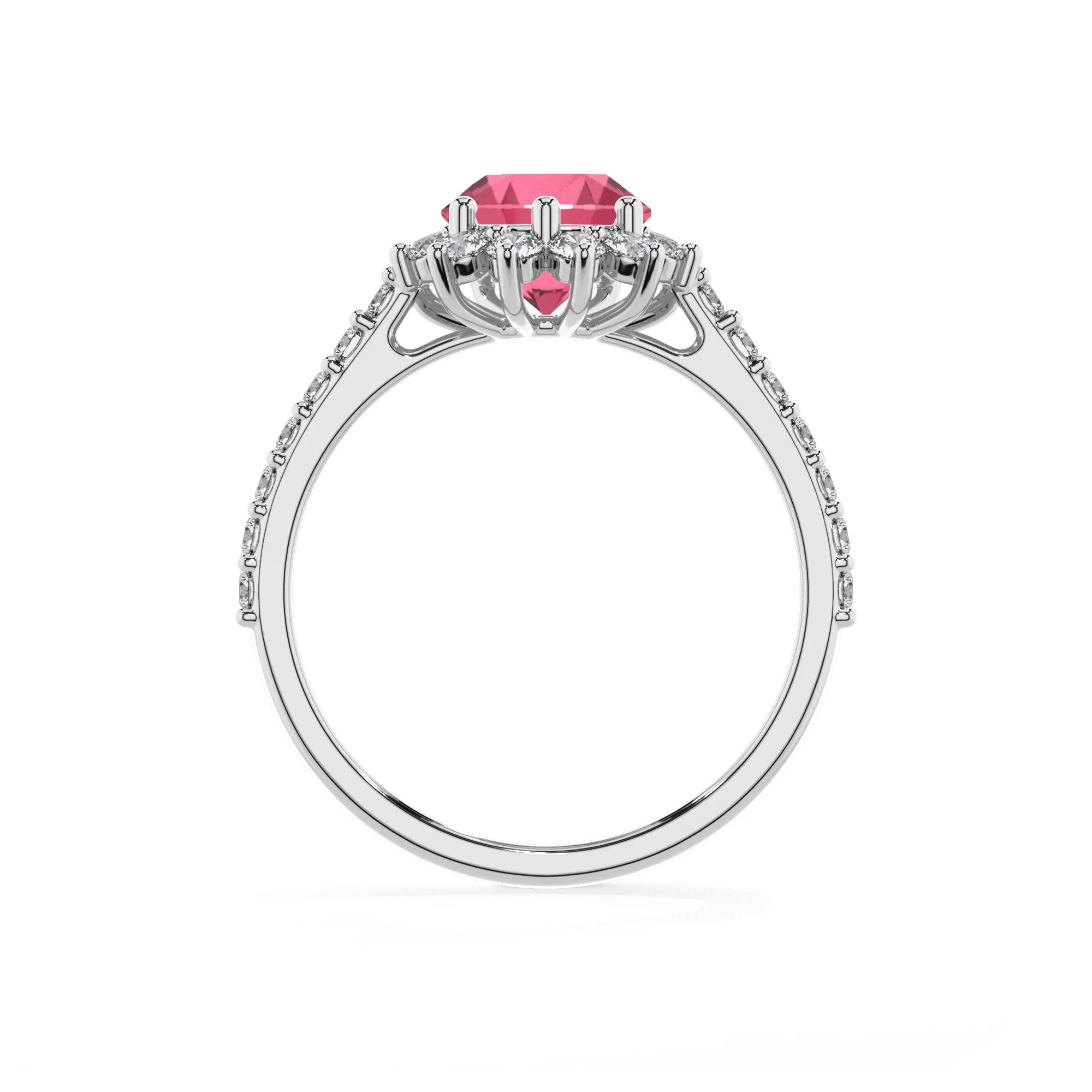 lab grown pink-tourmaline pear solitaire rings in white gold