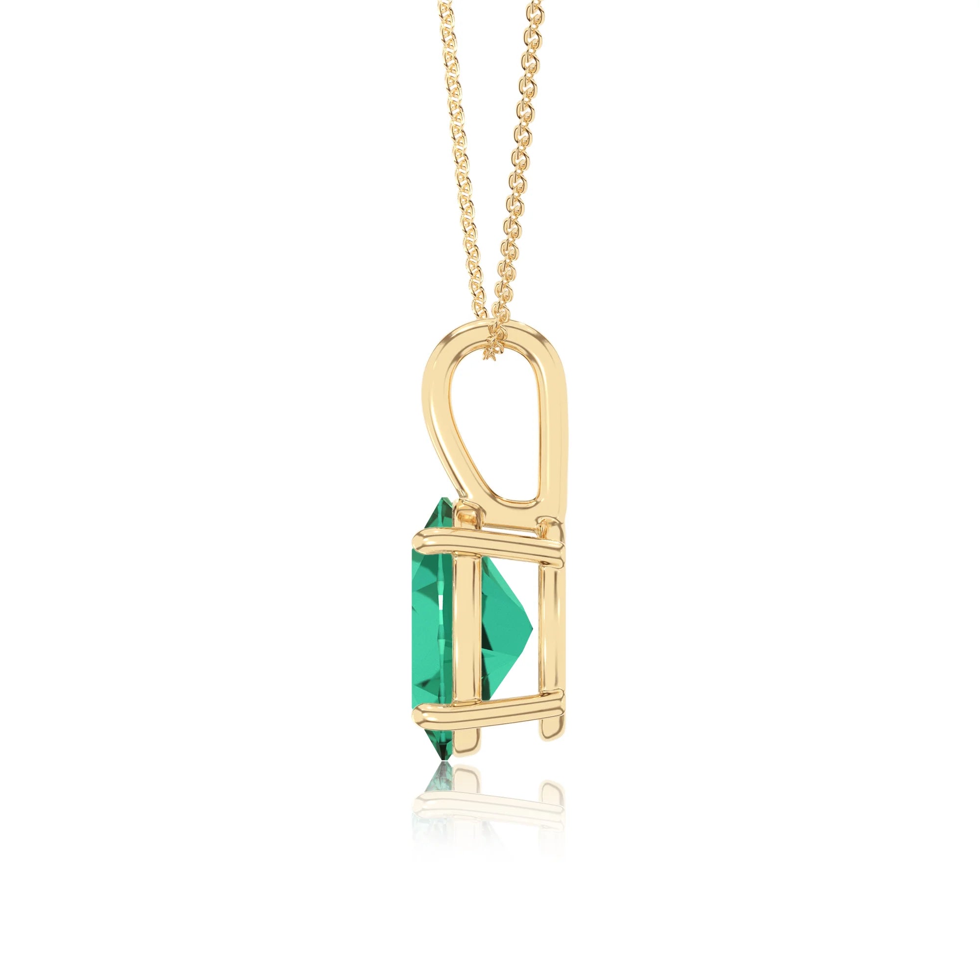 lab grown emerald oval solitaire necklaces in yellow gold