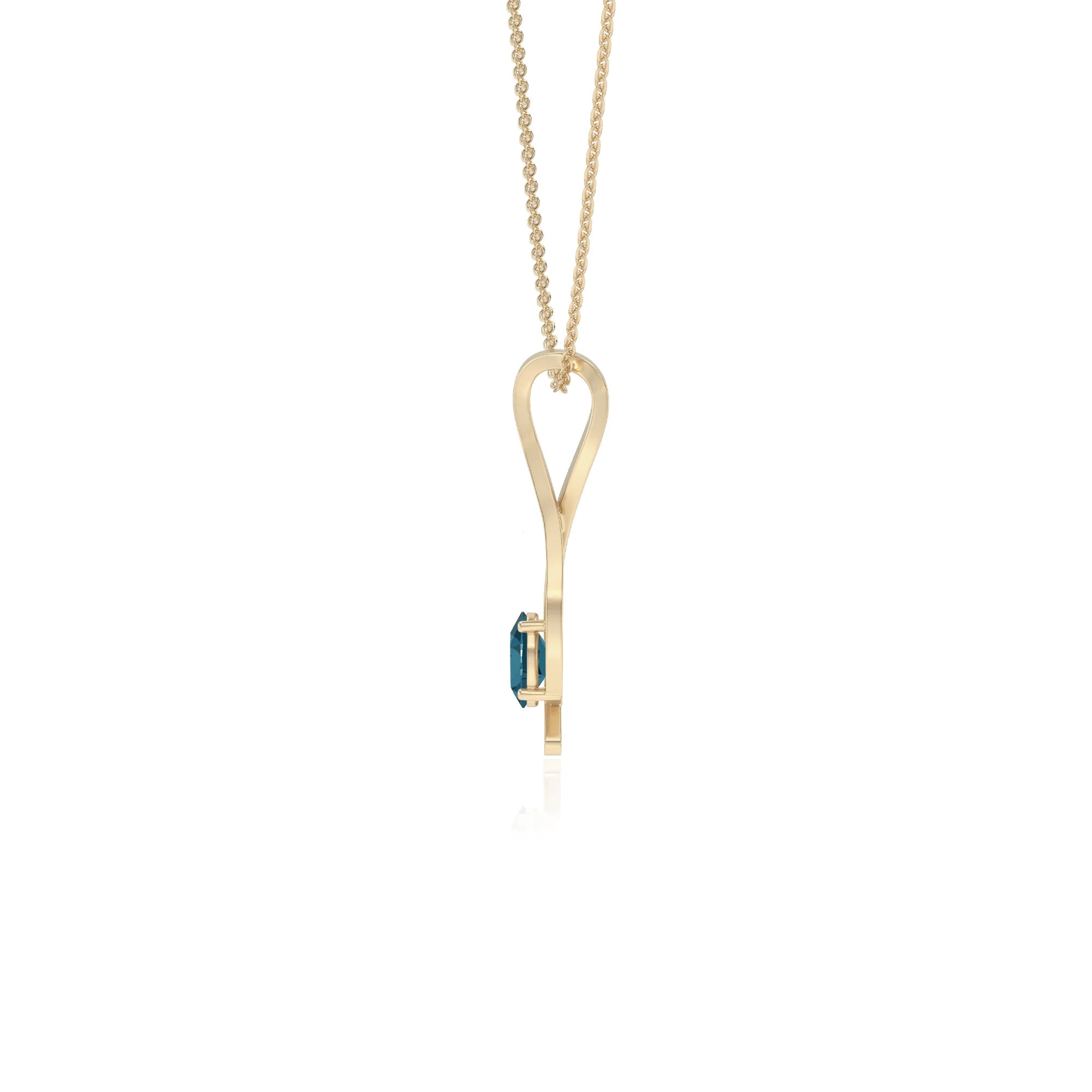 natural london-blue-topaz oval solitaire necklaces in yellow gold