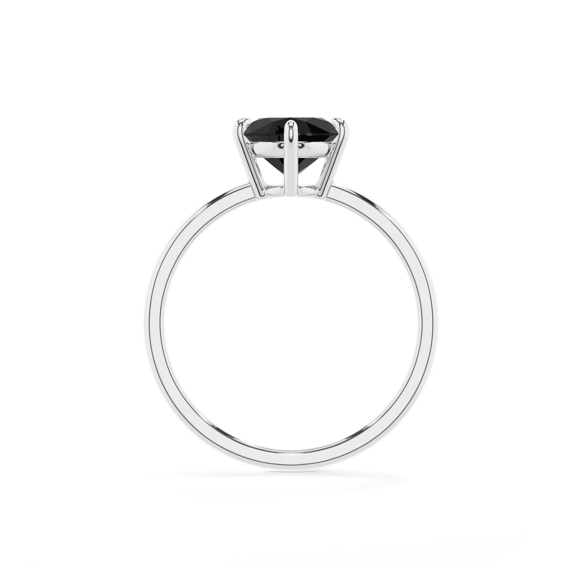 natural black-onyx oval solitaire rings in white gold