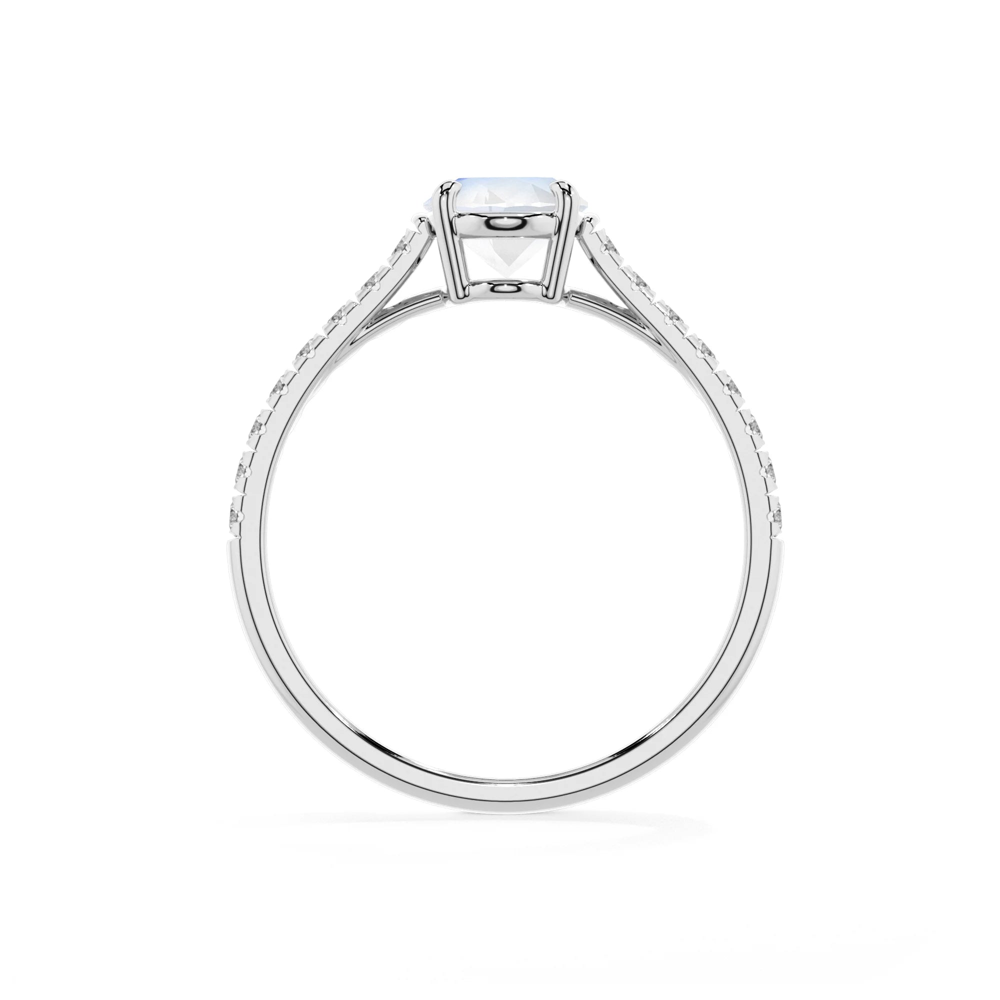 natural rainbow-moonstone oval half eternity solitaire engagement rings in sterling silver