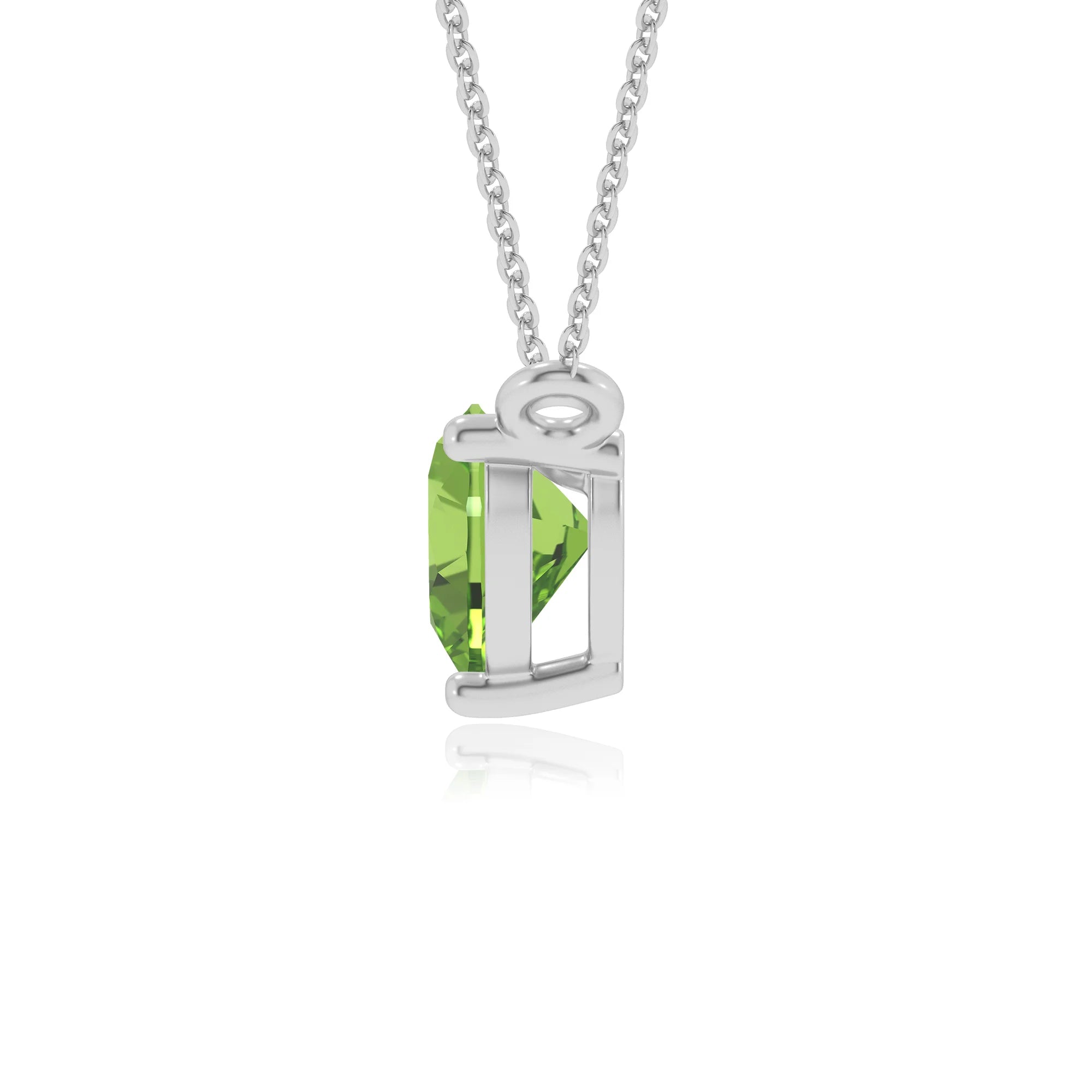 natural peridot heart solitaire necklaces in platinum