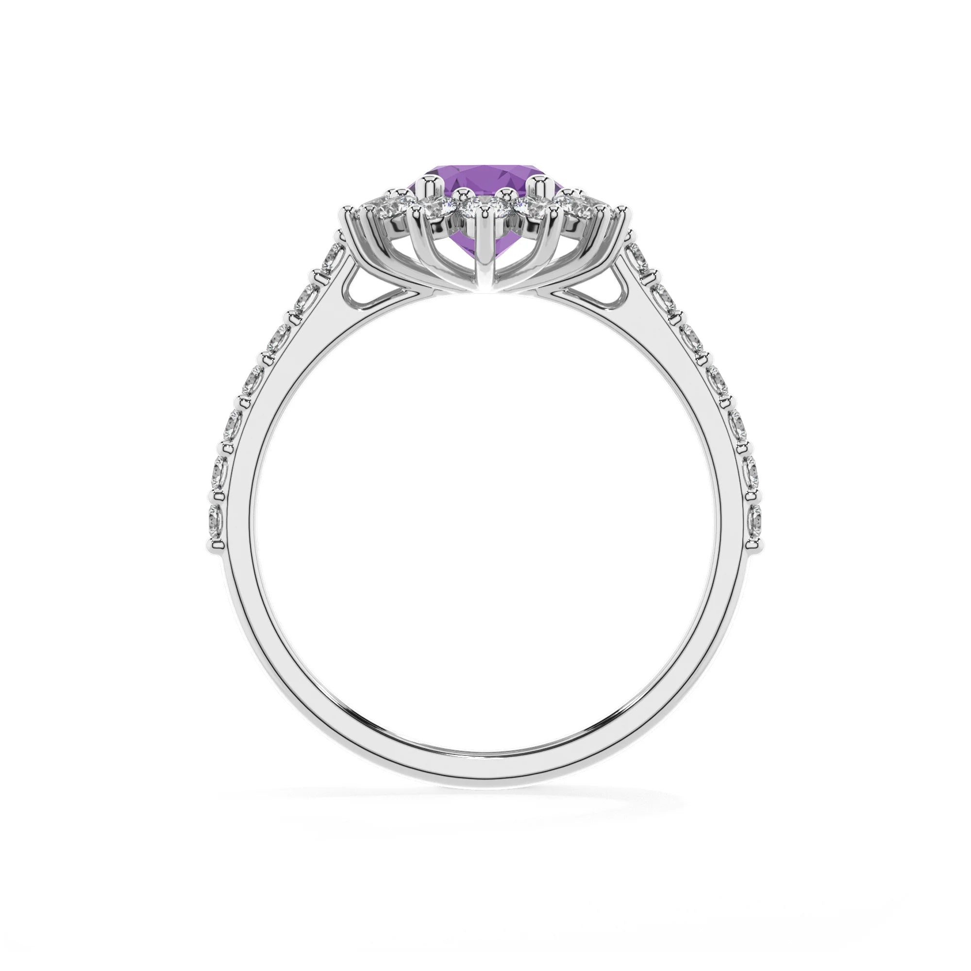 lab grown amethyst oval solitaire rings in white gold