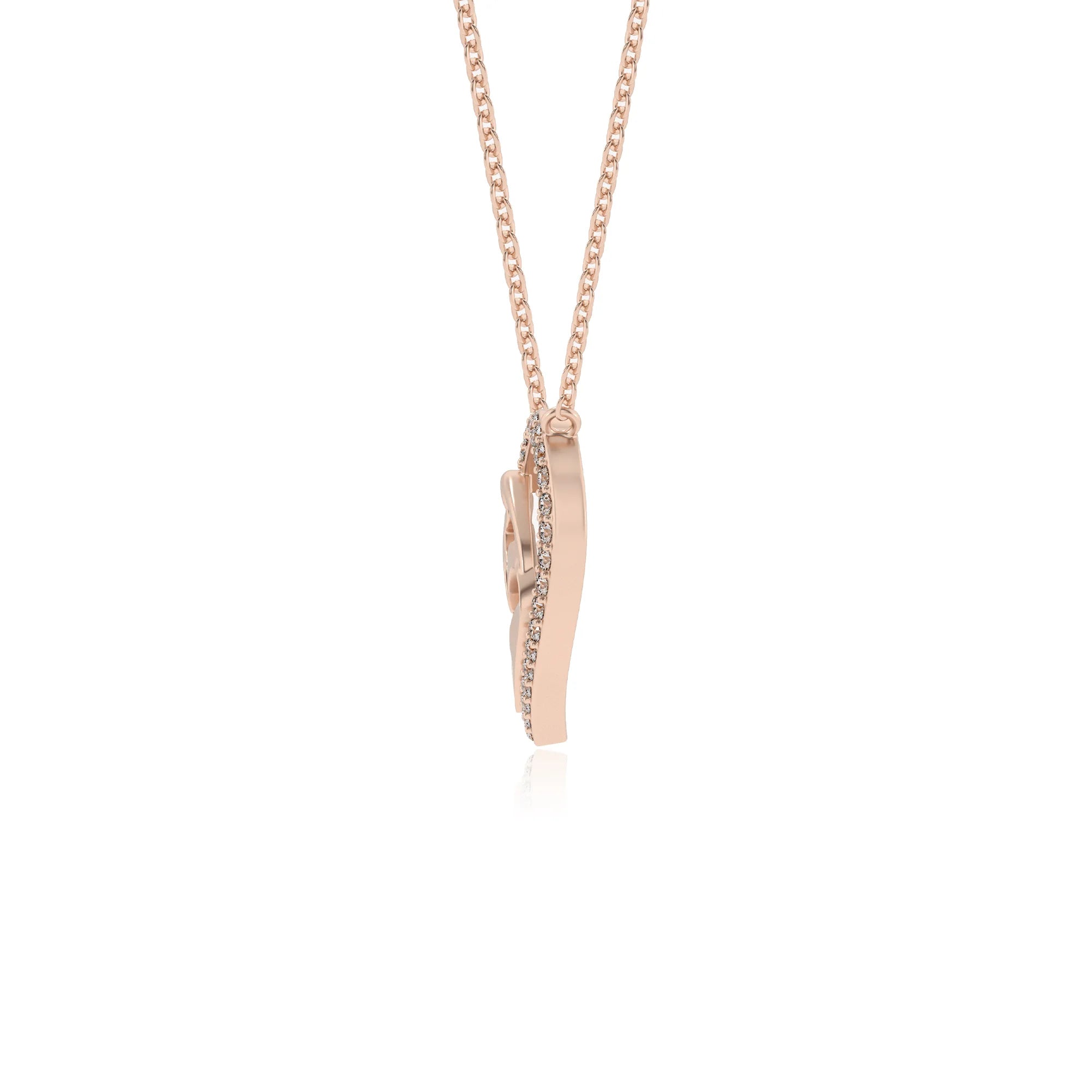 lab grown moissanite round necklaces in rose gold
