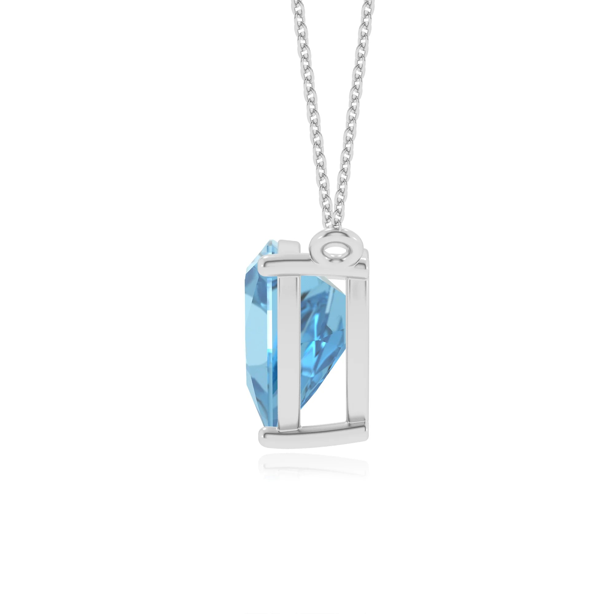 natural swiss-blue-topaz trillion solitaire necklaces in sterling silver
