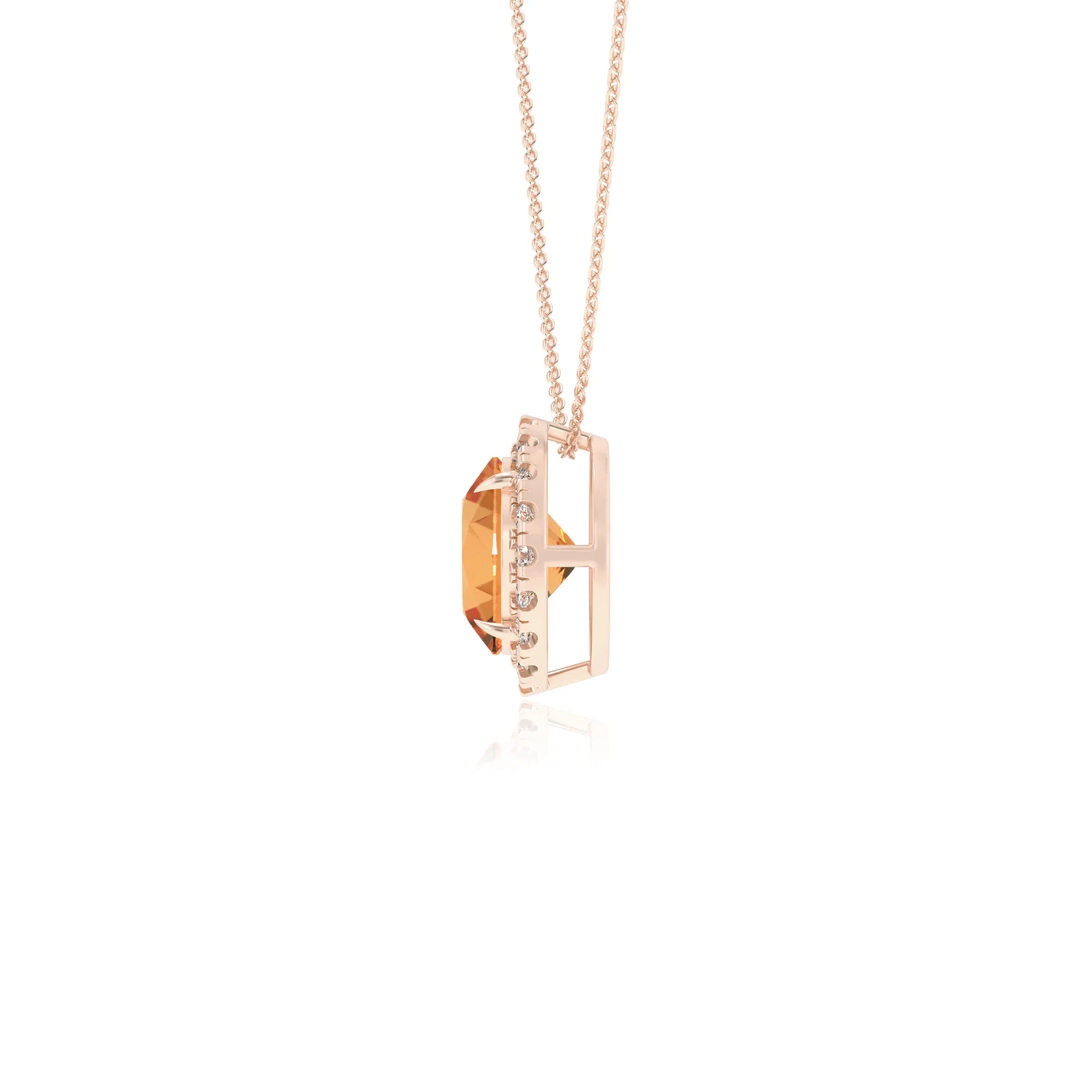 lab grown citrine round solitaire necklaces in rose gold