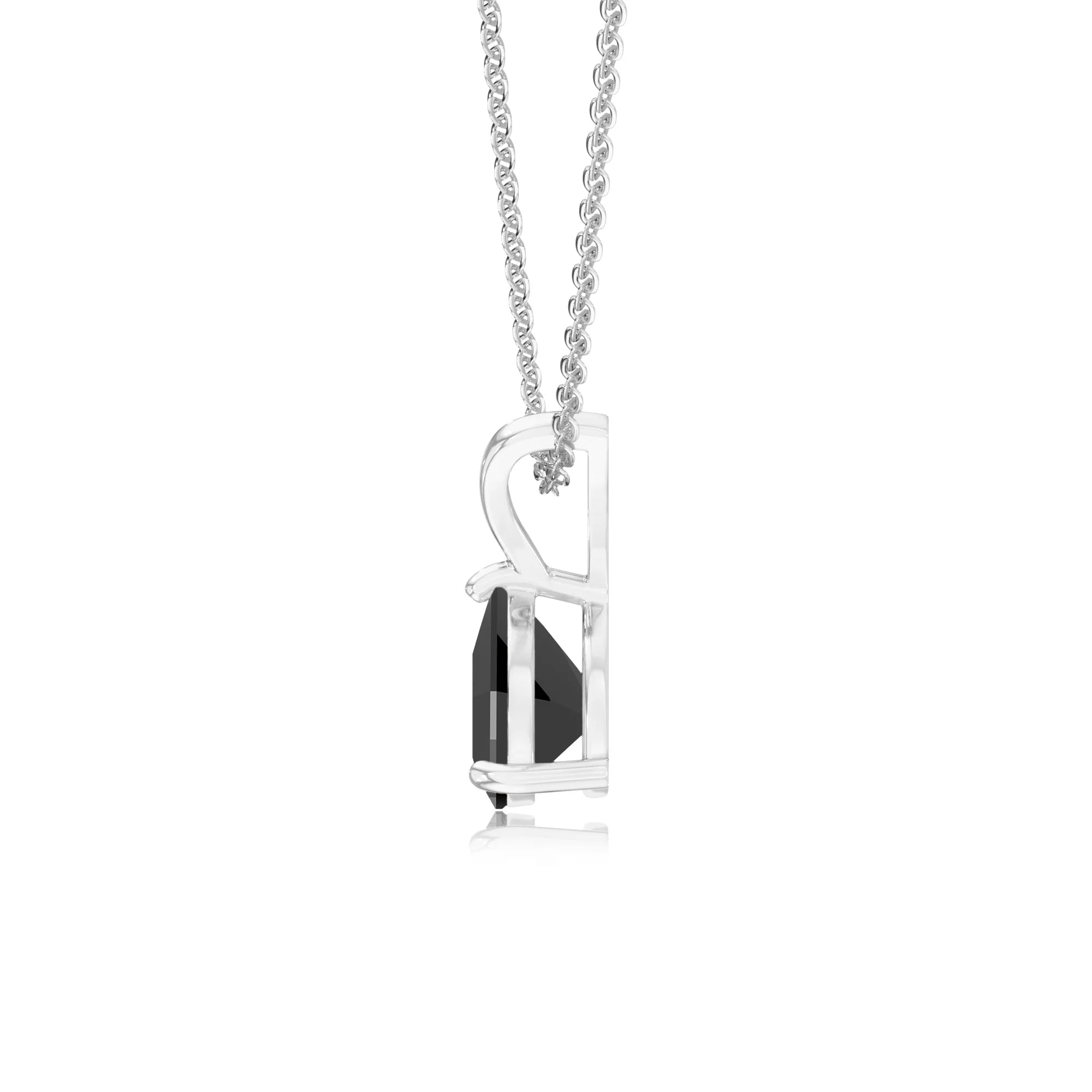 natural black-onyx trillion solitaire v-bale necklaces in platinum