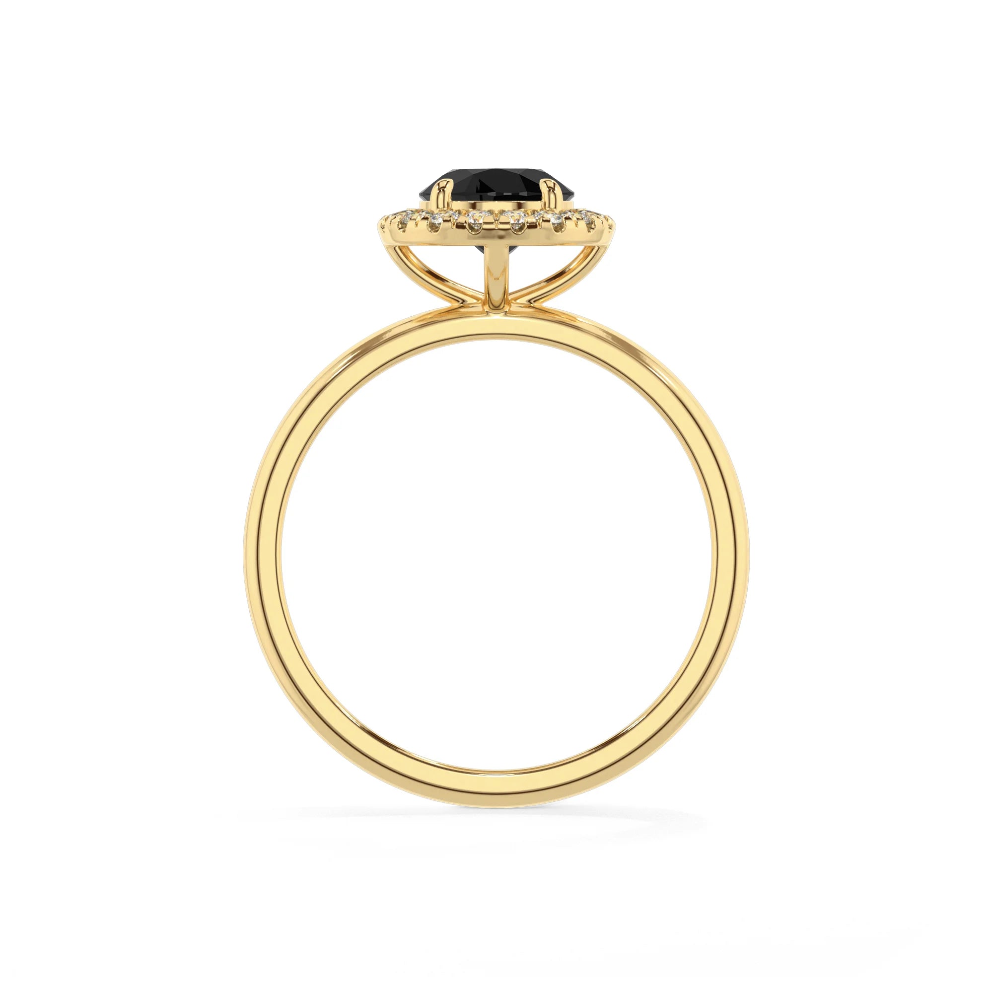 natural black-onyx round solitaire rings in yellow gold