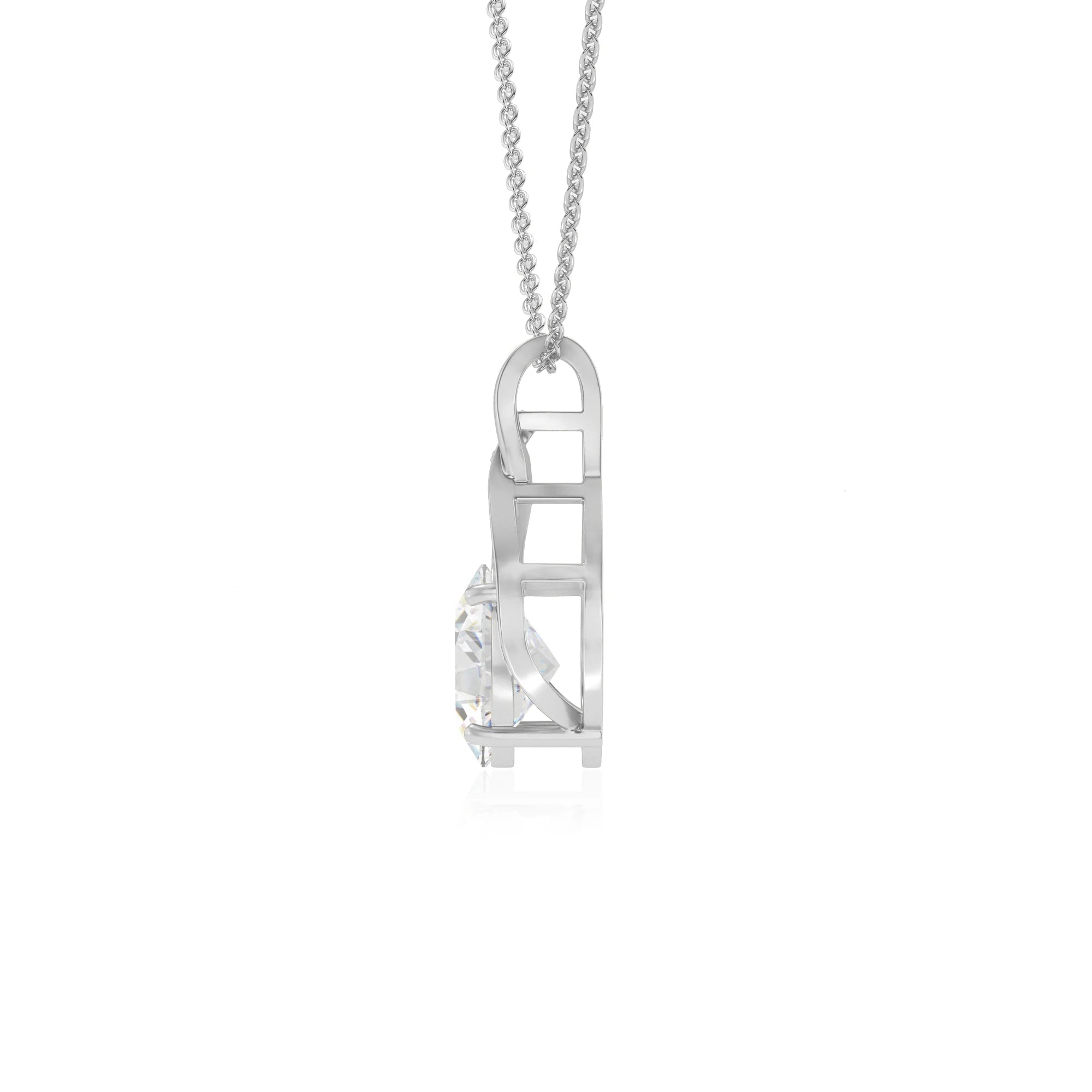 lab grown moissanite oval solitaire necklaces in white gold