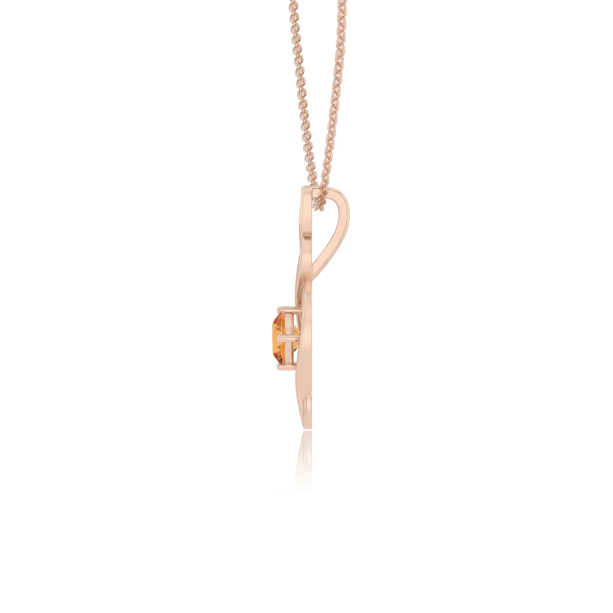 lab grown citrine round solitaire necklaces in rose gold