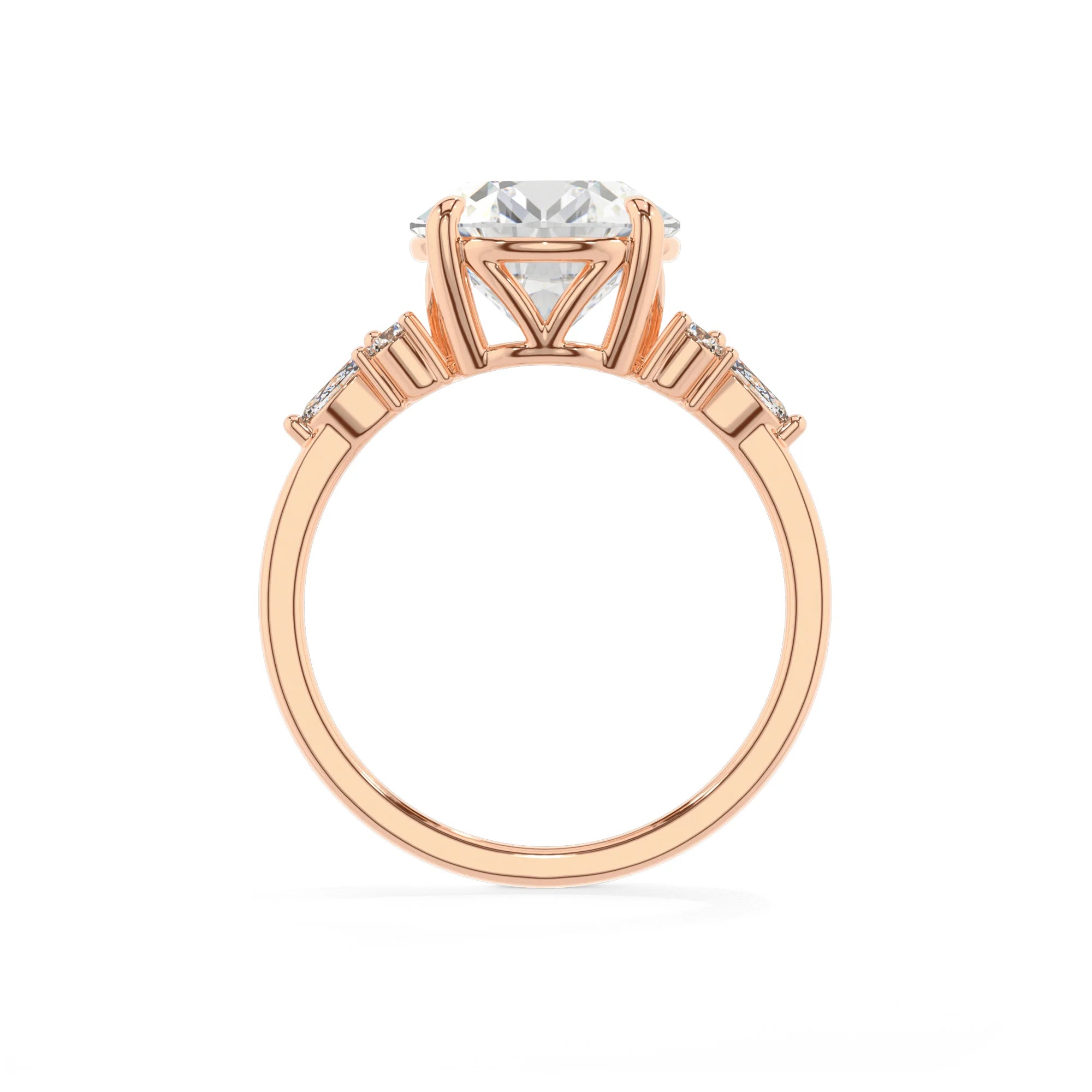 lab grown moissanite round solitaire rings in rose gold