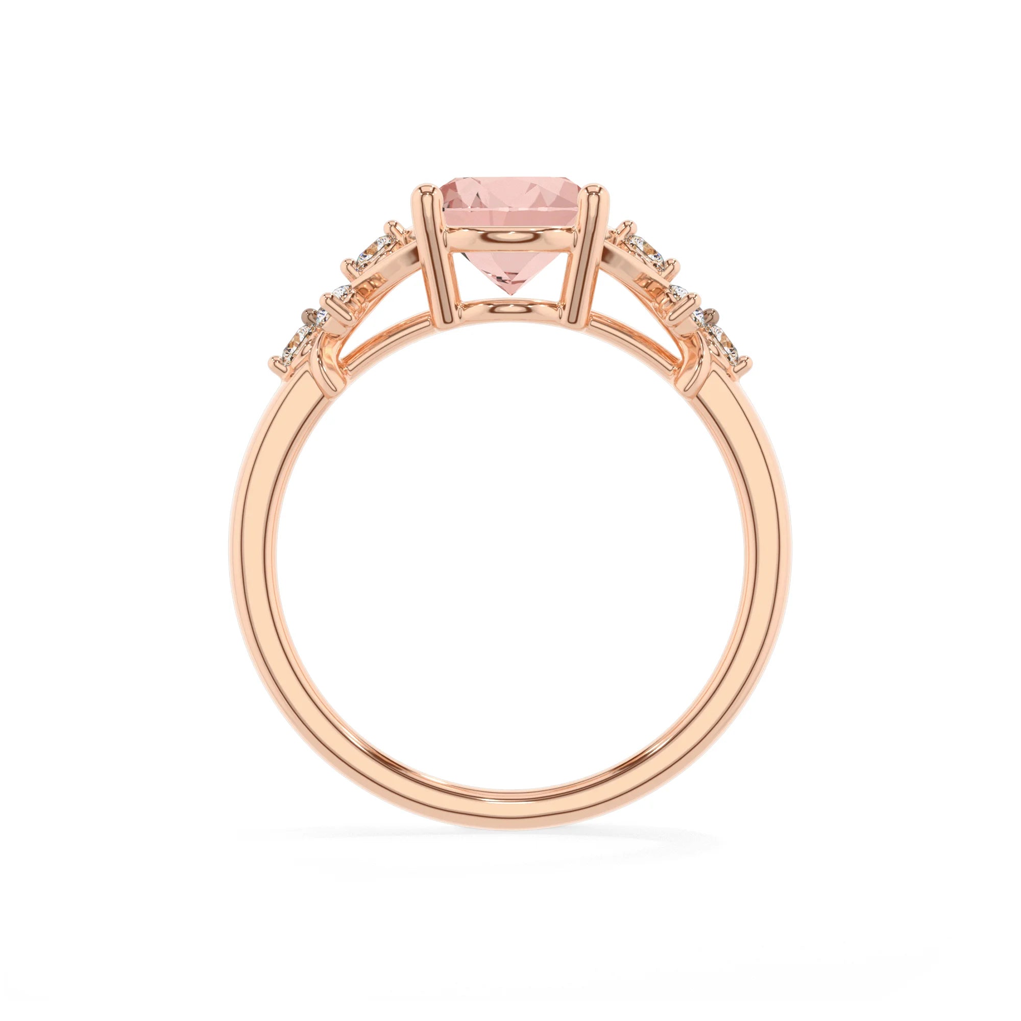 lab grown morganite oval solitaire rings in rose gold