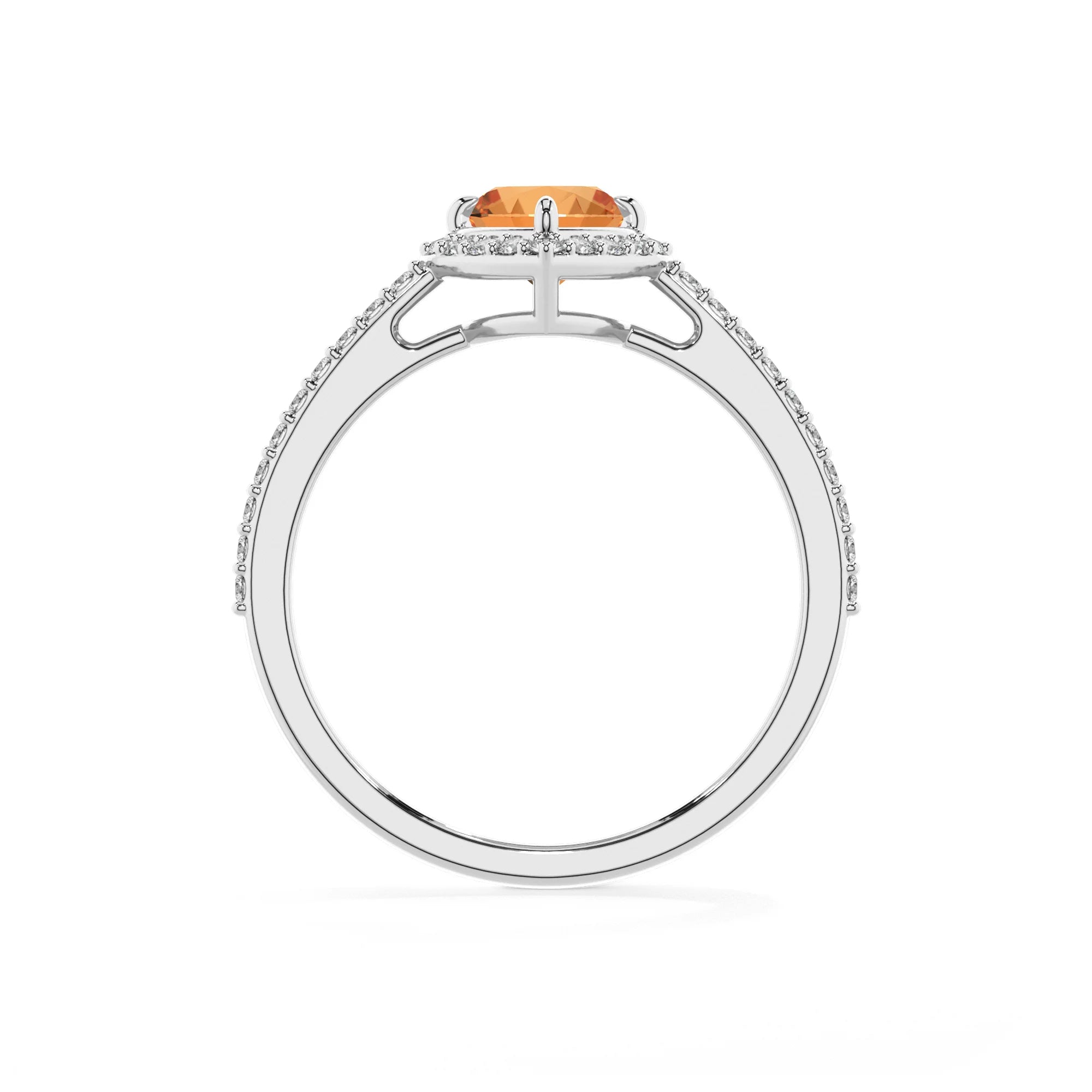 lab grown citrine heart solitaire rings in platinum