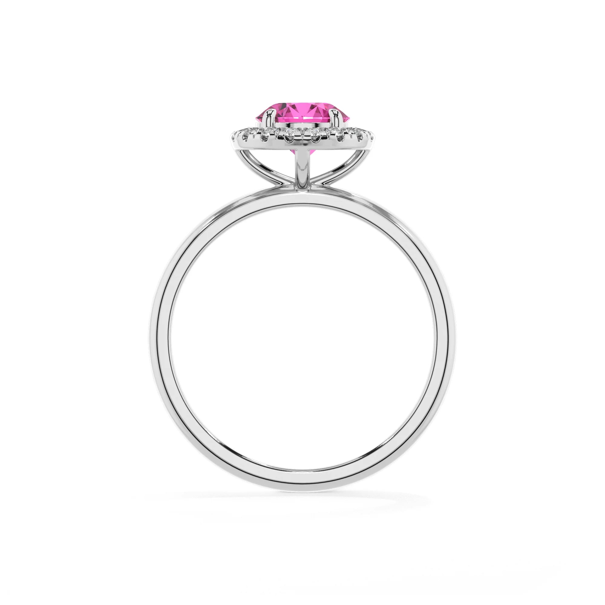 lab grown pink-sapphire round solitaire rings in sterling silver