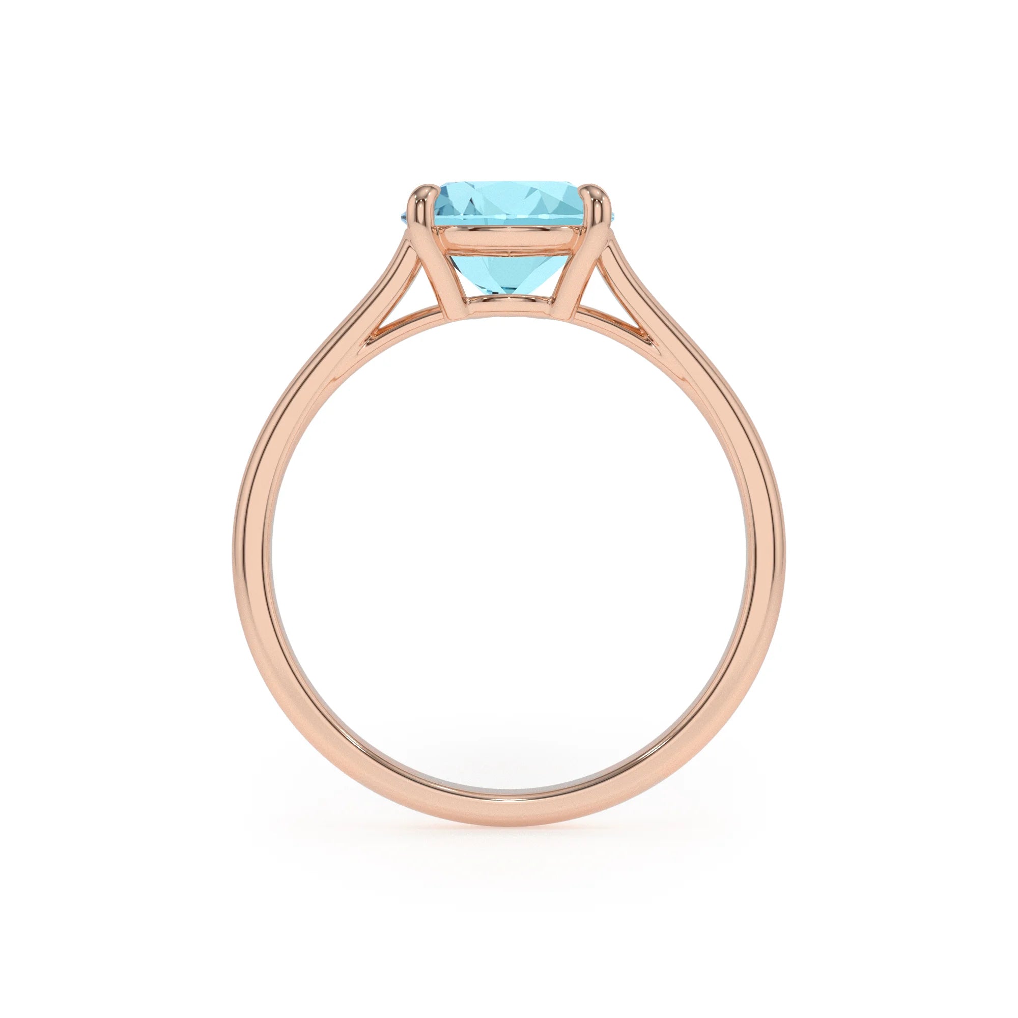 lab grown aquamarine pear solitaire rings in rose gold