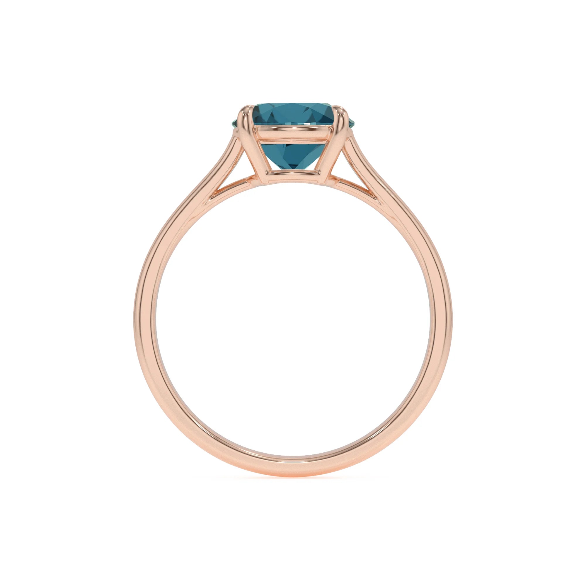 natural london-blue-topaz round solitaire rings in rose gold