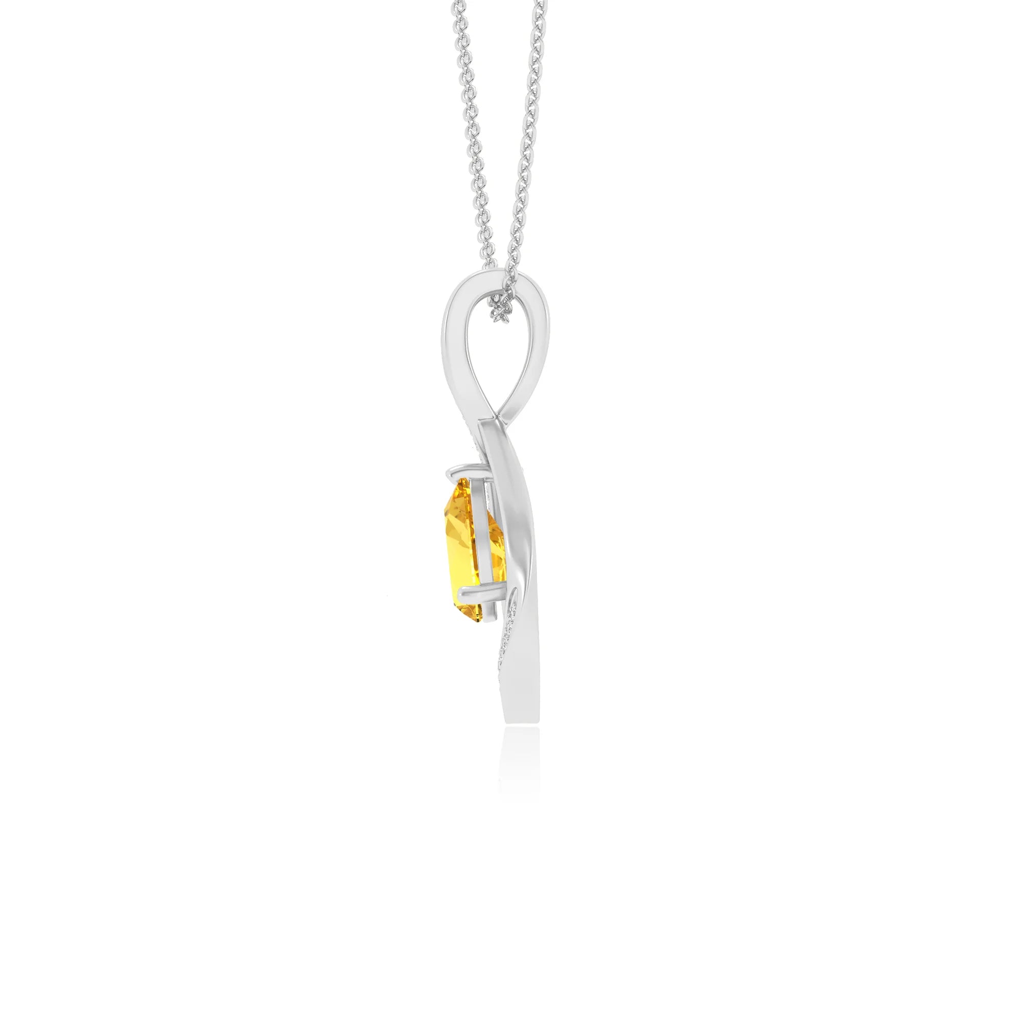 lab grown yellow-sapphire pear solitaire necklaces in sterling silver