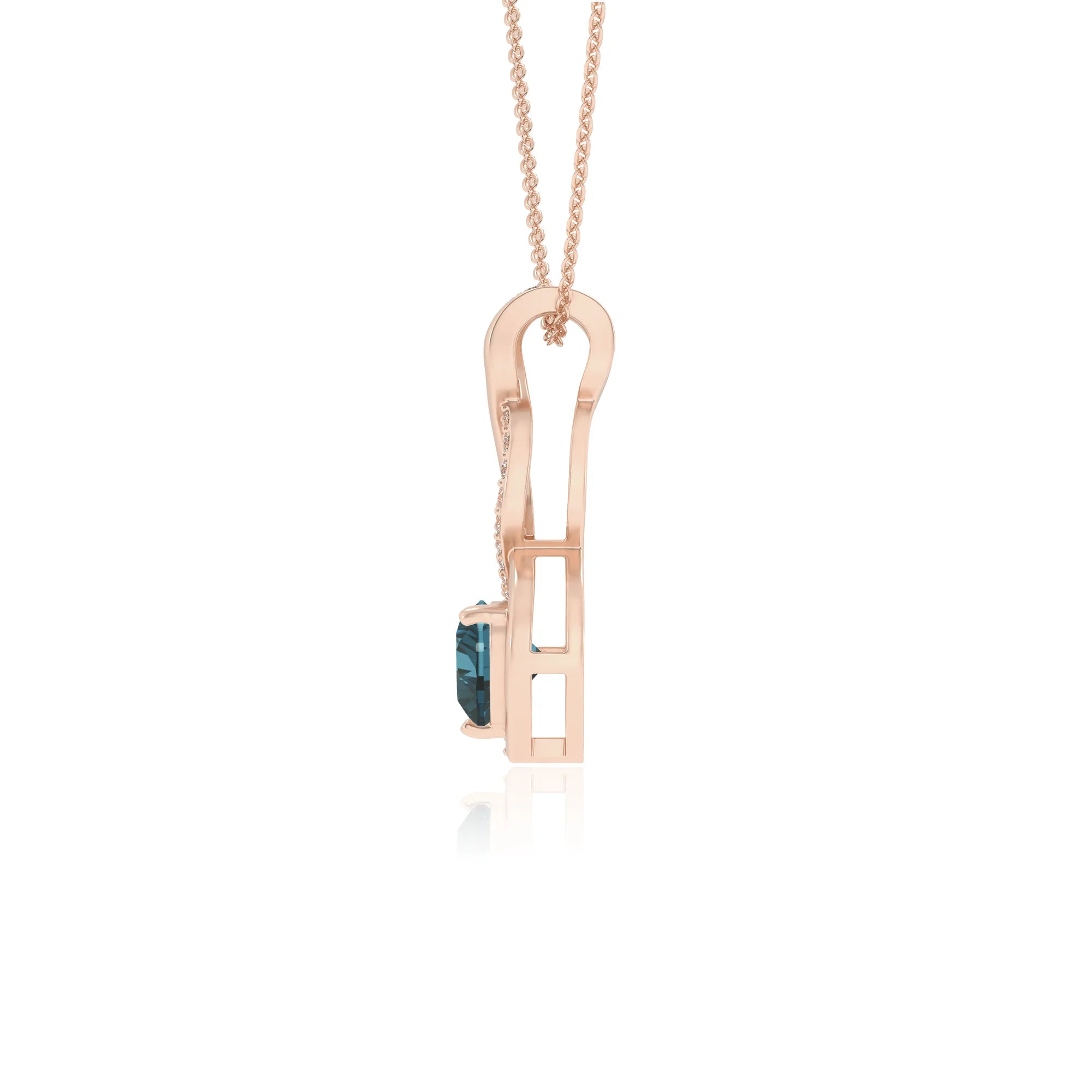 natural london-blue-topaz heart infinity necklaces in rose gold
