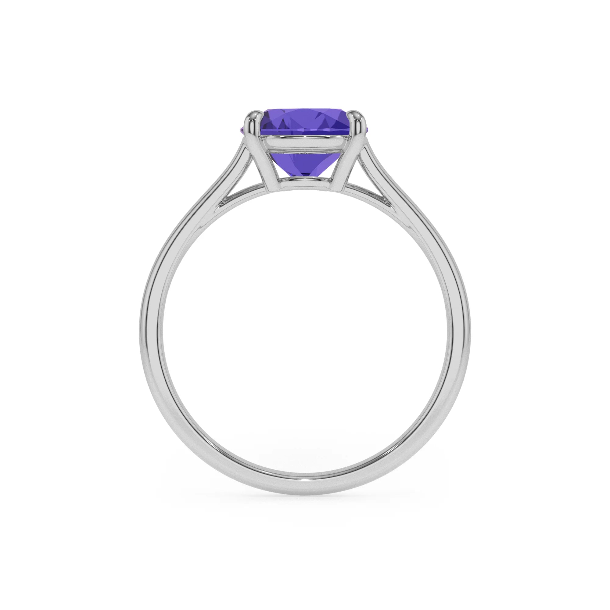 lab grown tanzanite pear solitaire rings in platinum