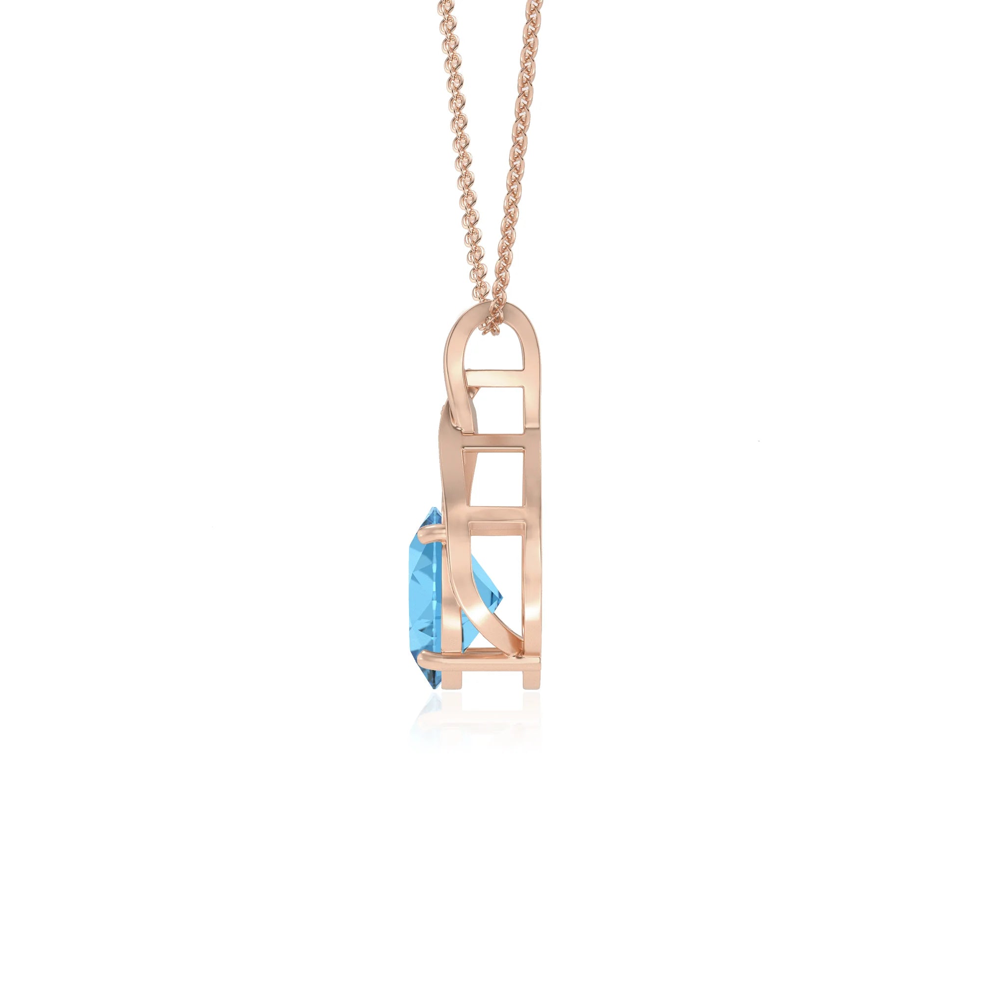 natural swiss-blue-topaz oval solitaire necklaces in rose gold