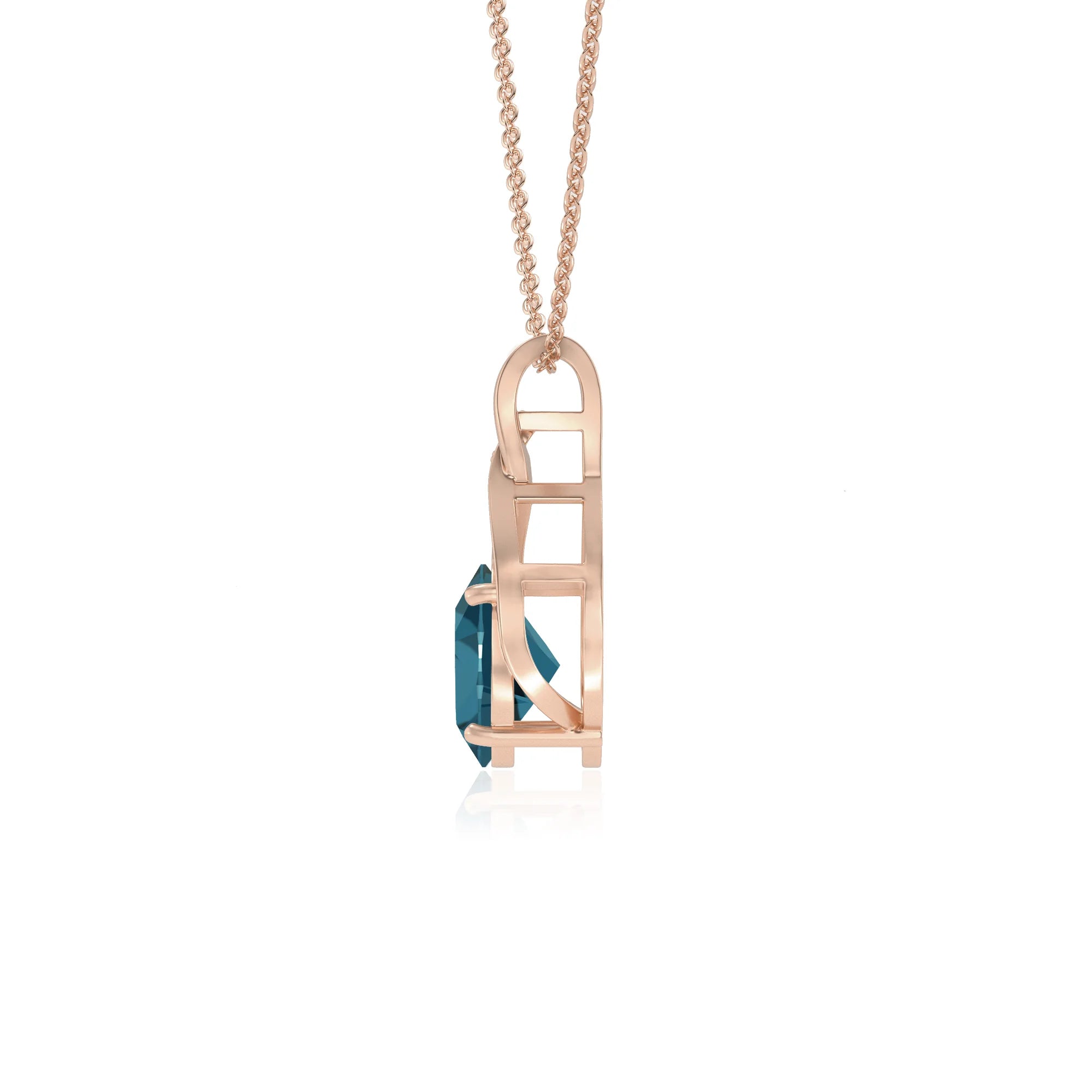 natural london-blue-topaz oval solitaire necklaces in rose gold
