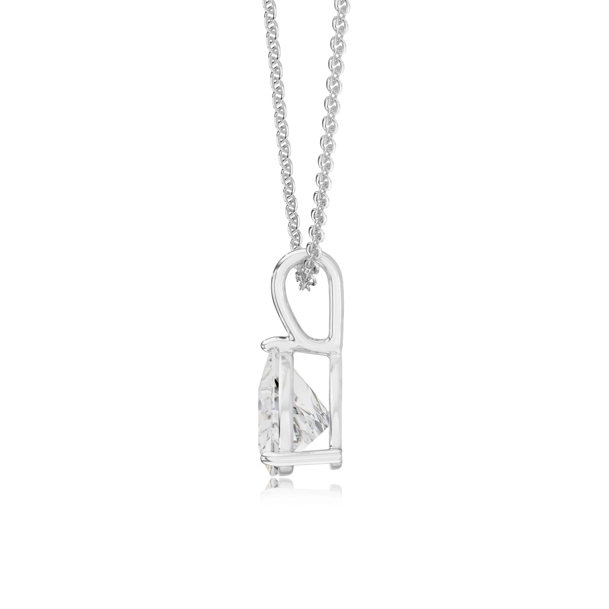 lab grown moissanite trillion solitaire necklaces in white gold