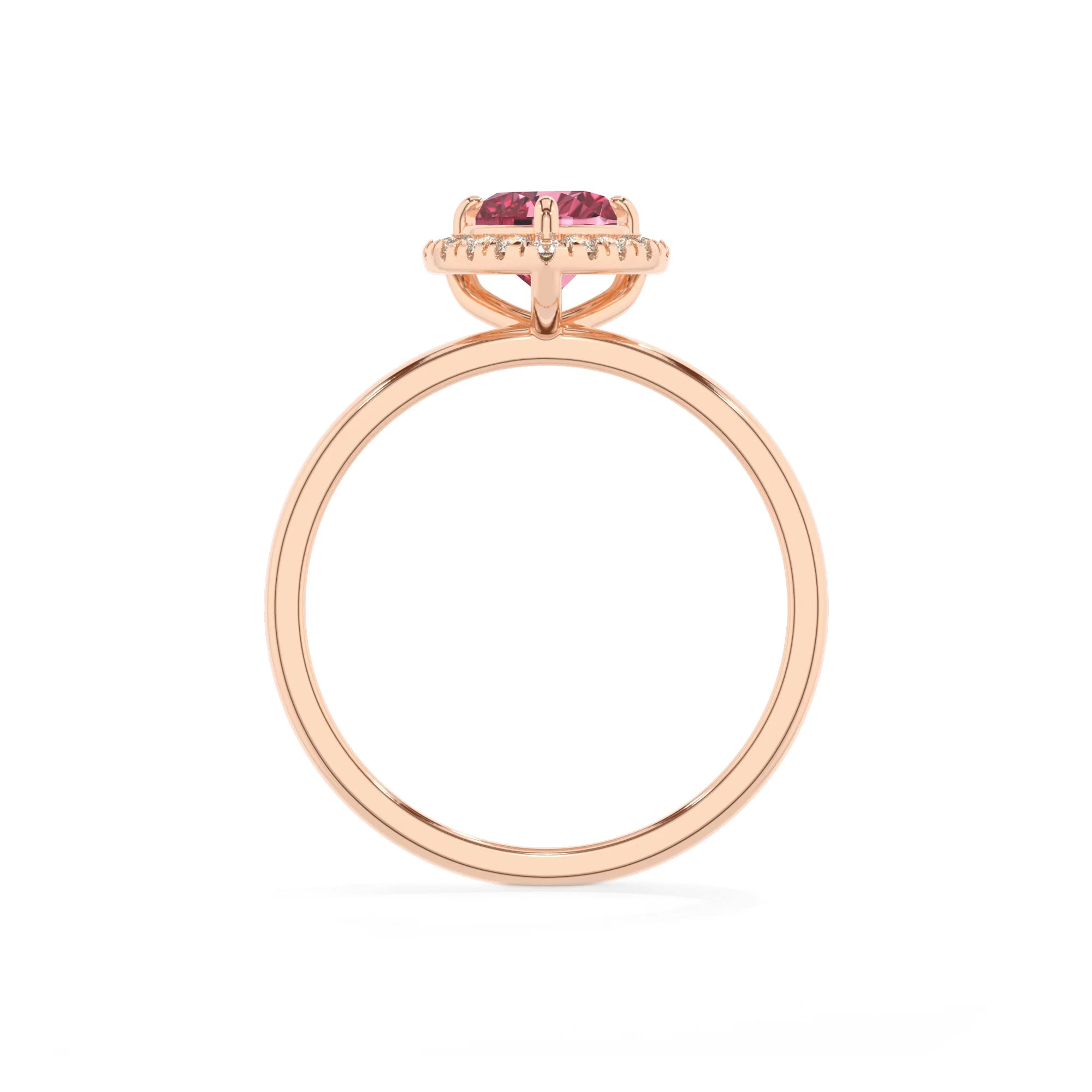 lab grown pink-tourmaline heart solitaire rings in rose gold