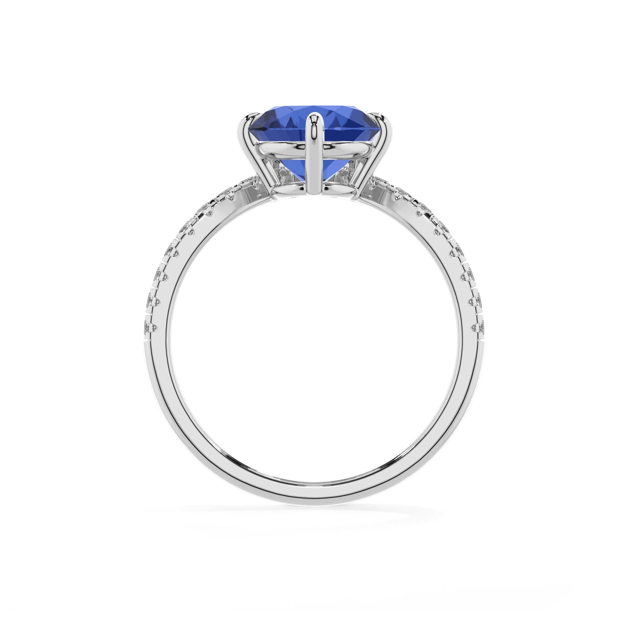 lab grown blue-sapphire round solitaire rings in white gold