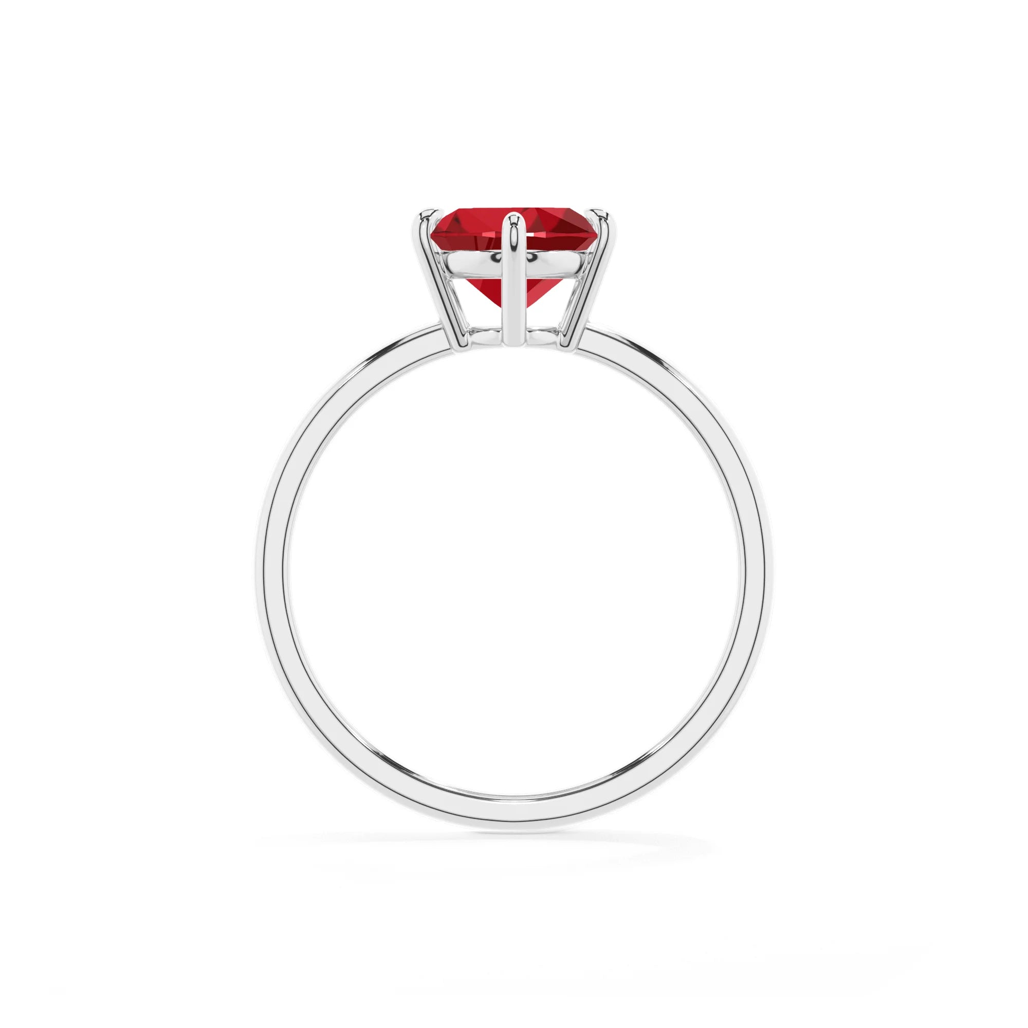 lab grown ruby oval solitaire rings in white gold