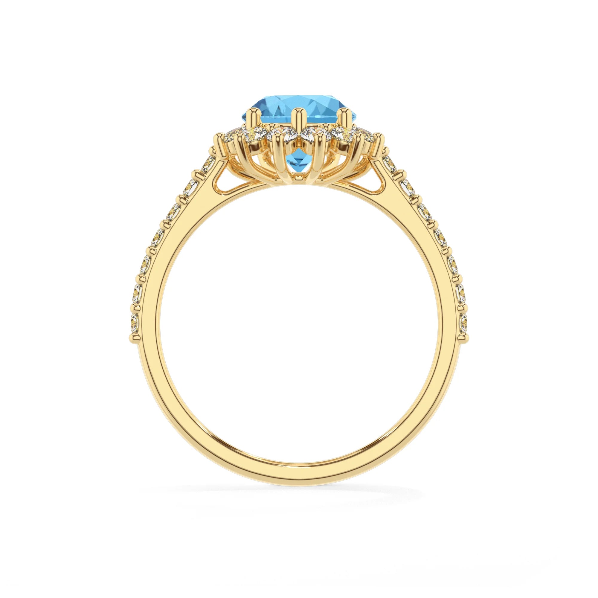 natural swiss-blue-topaz pear solitaire rings in yellow gold