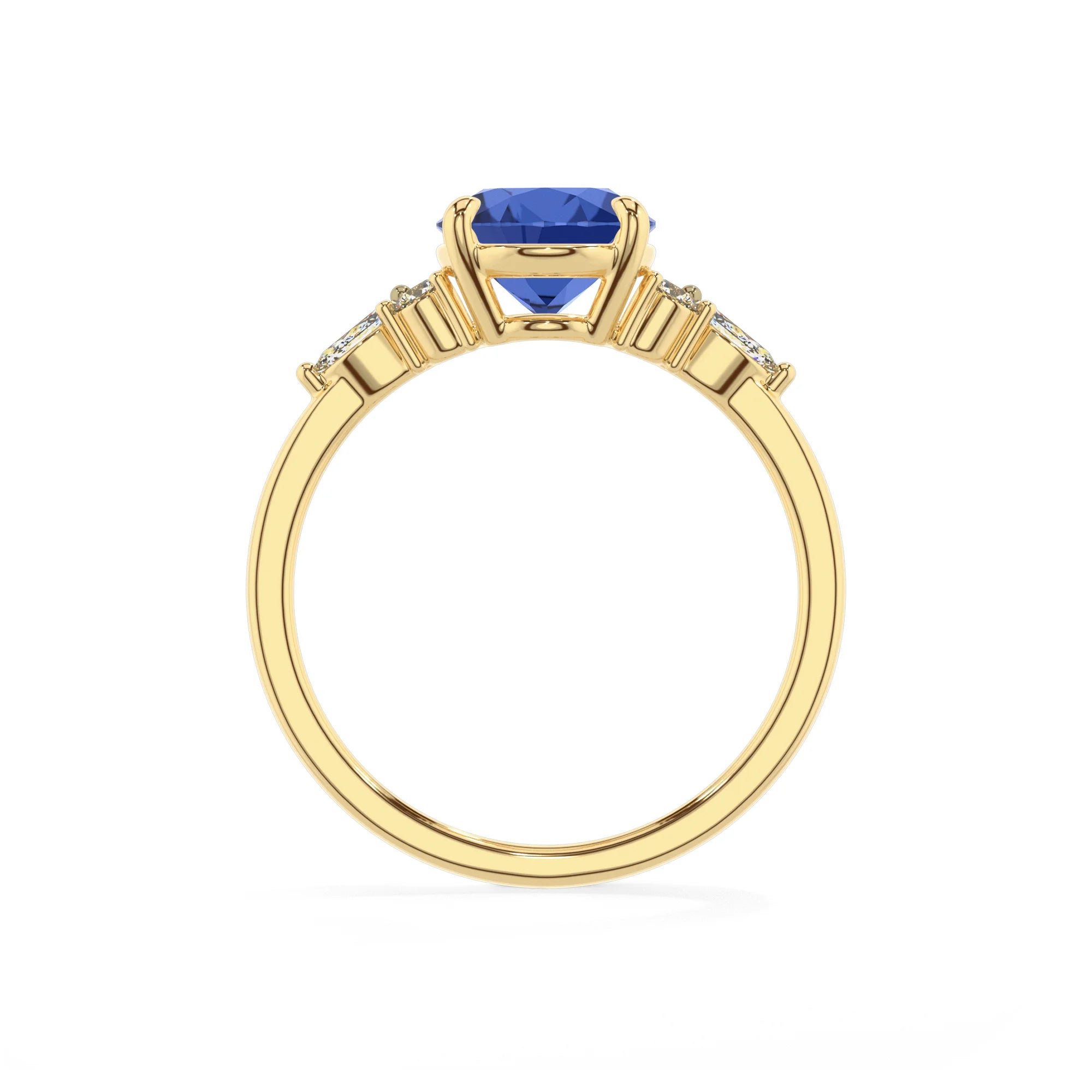 lab grown blue-sapphire oval solitaire rings in yellow gold