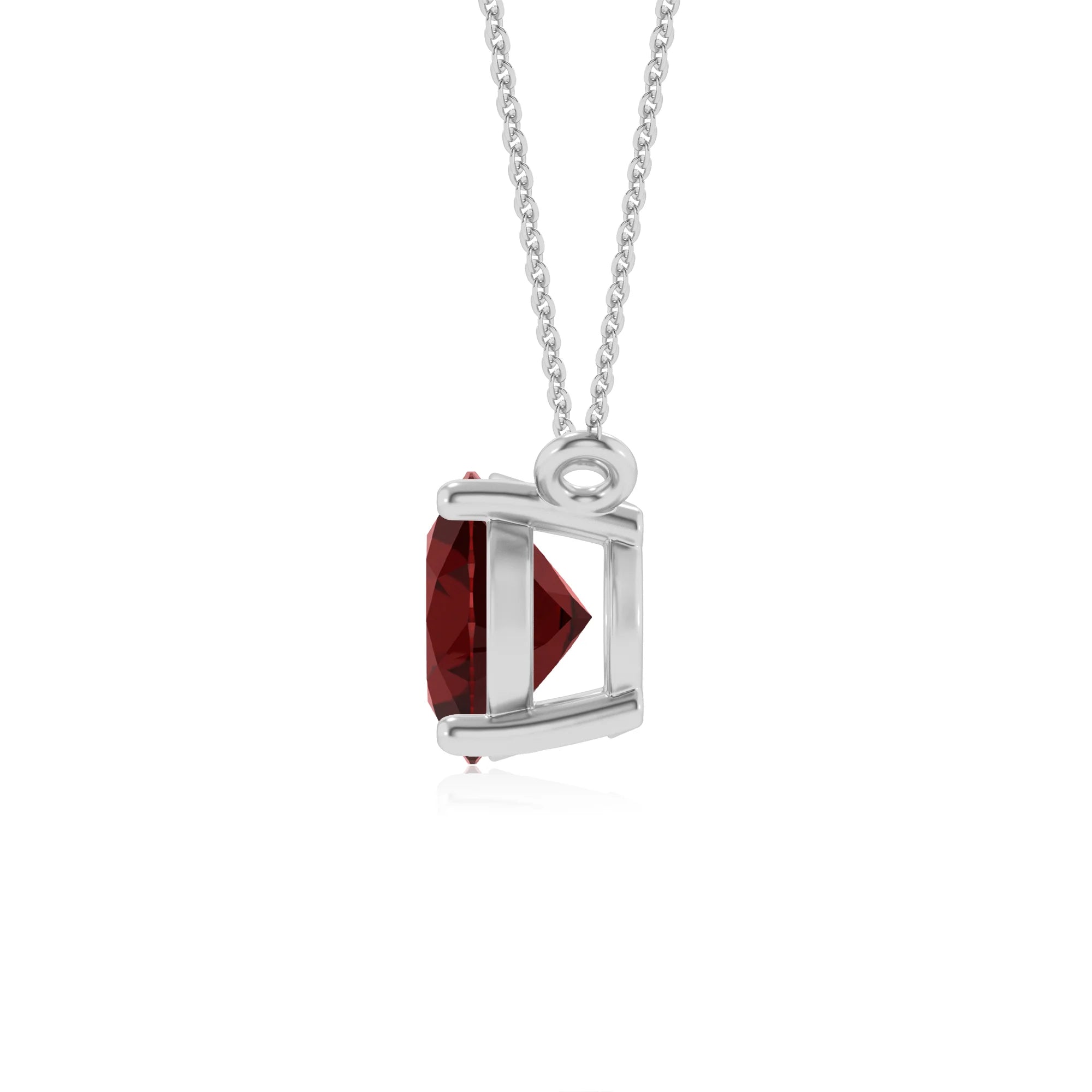 natural garnet oval solitaire necklaces in sterling silver