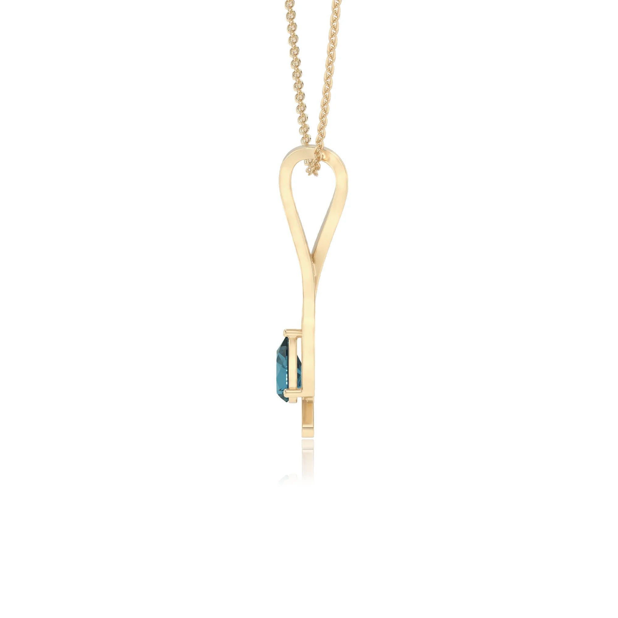 natural london-blue-topaz pear solitaire necklaces in yellow gold