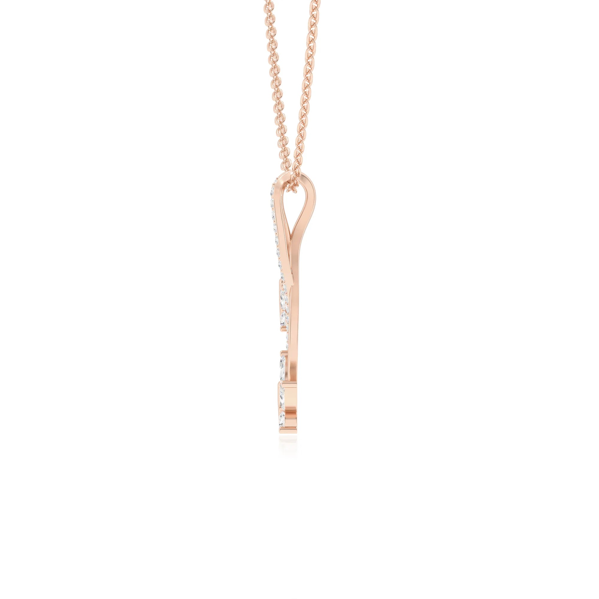 lab grown moissanite marquise drop necklaces in rose gold