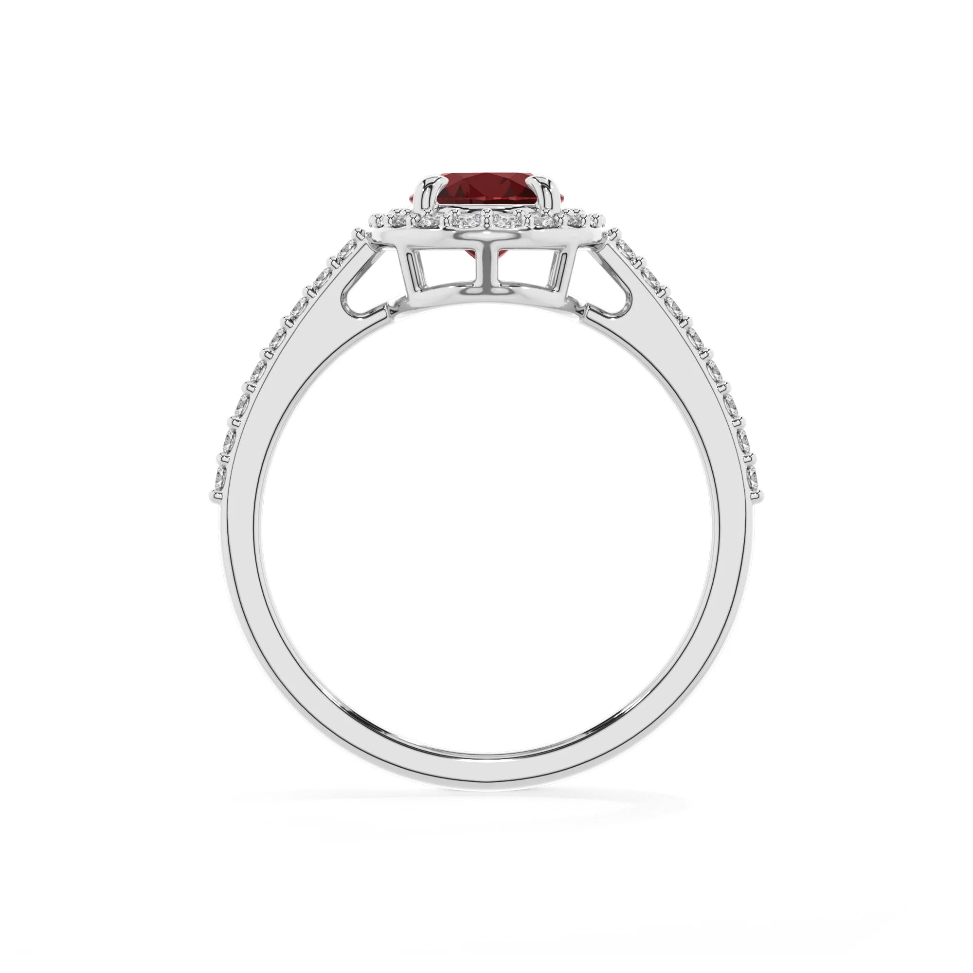 natural garnet oval solitaire rings in white gold