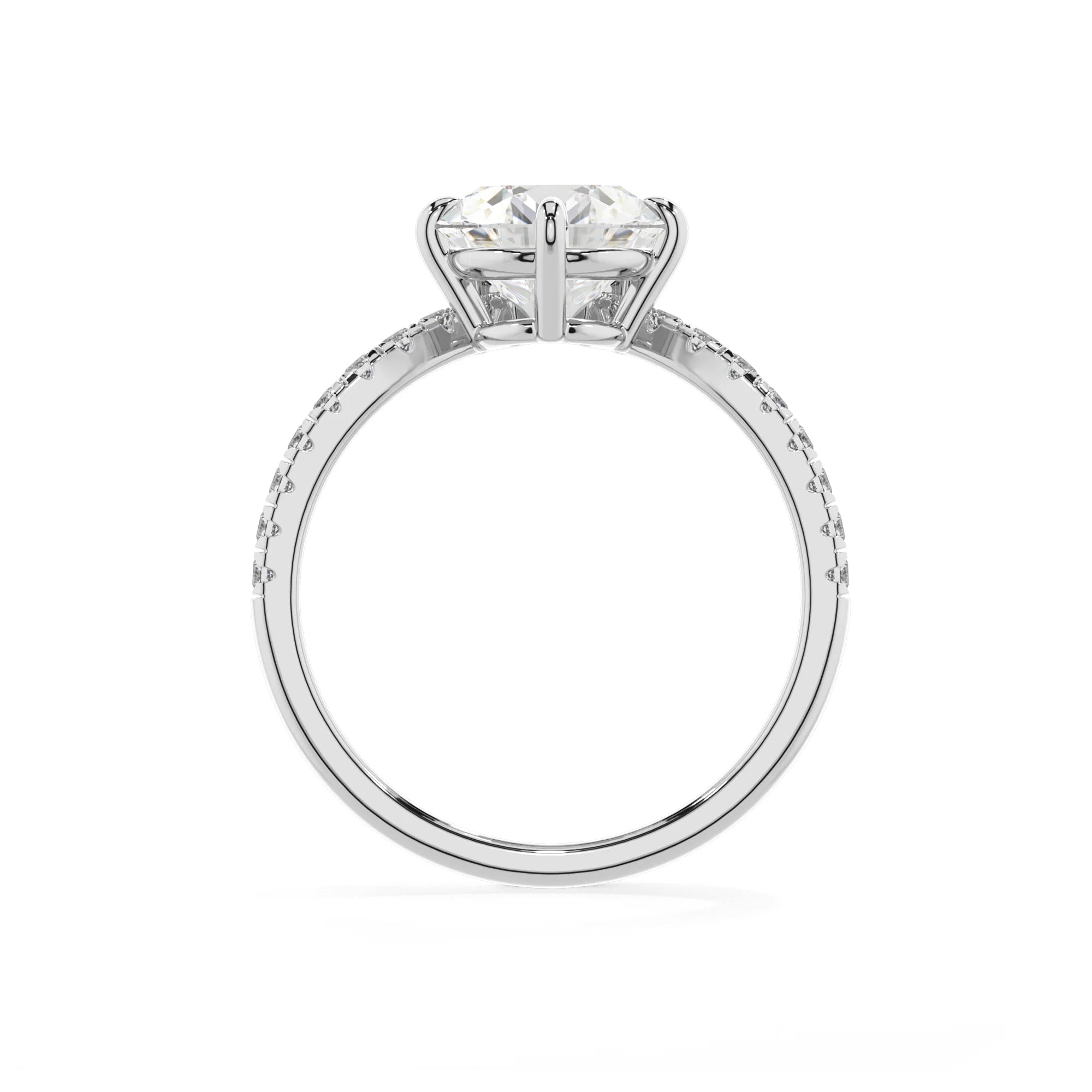 lab grown moissanite round solitaire rings in sterling silver