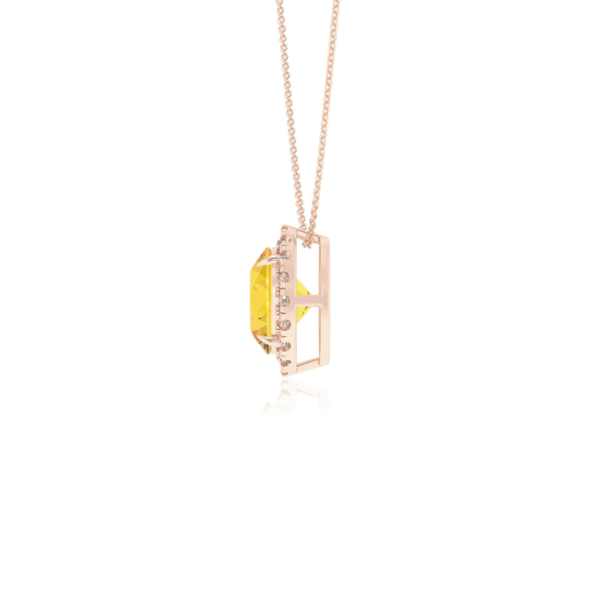 lab grown yellow sapphire round solitaire necklaces in rose gold