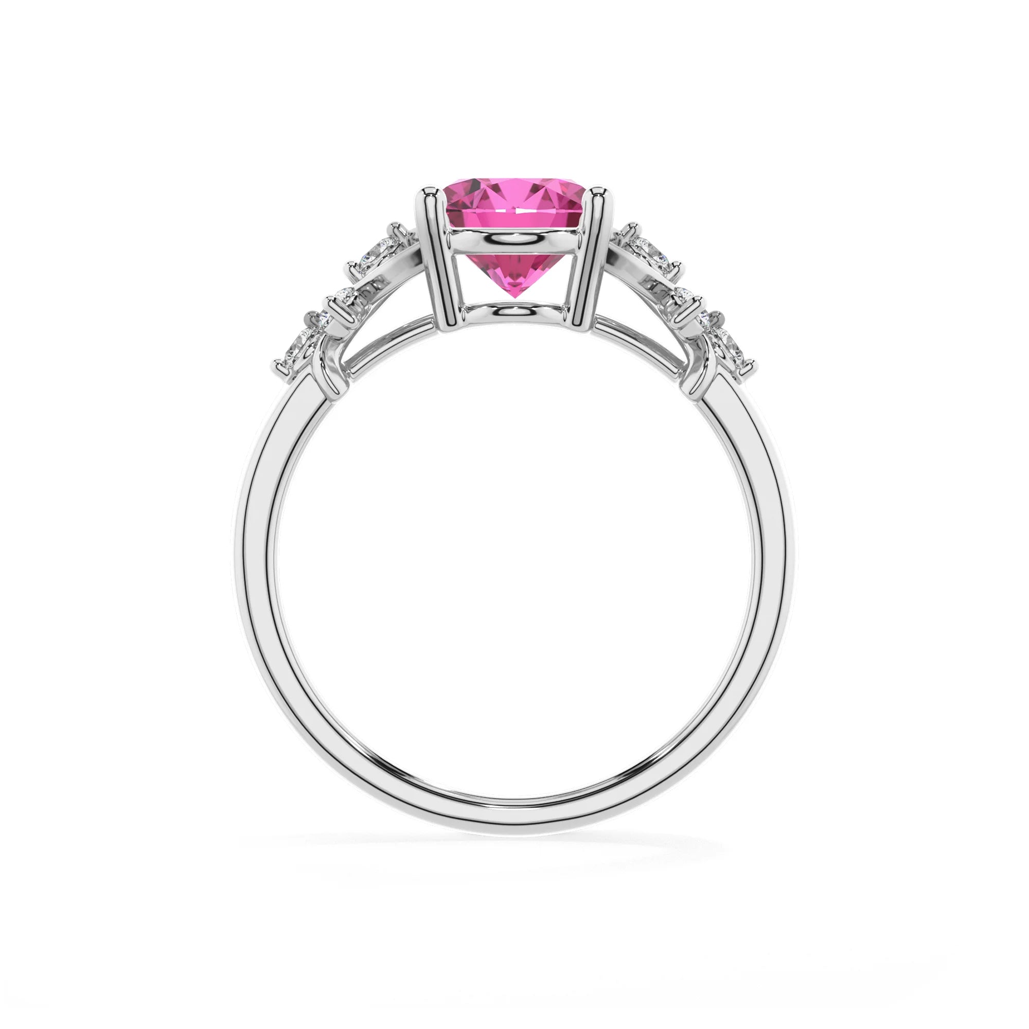 lab grown pink-sapphire oval solitaire rings in white gold
