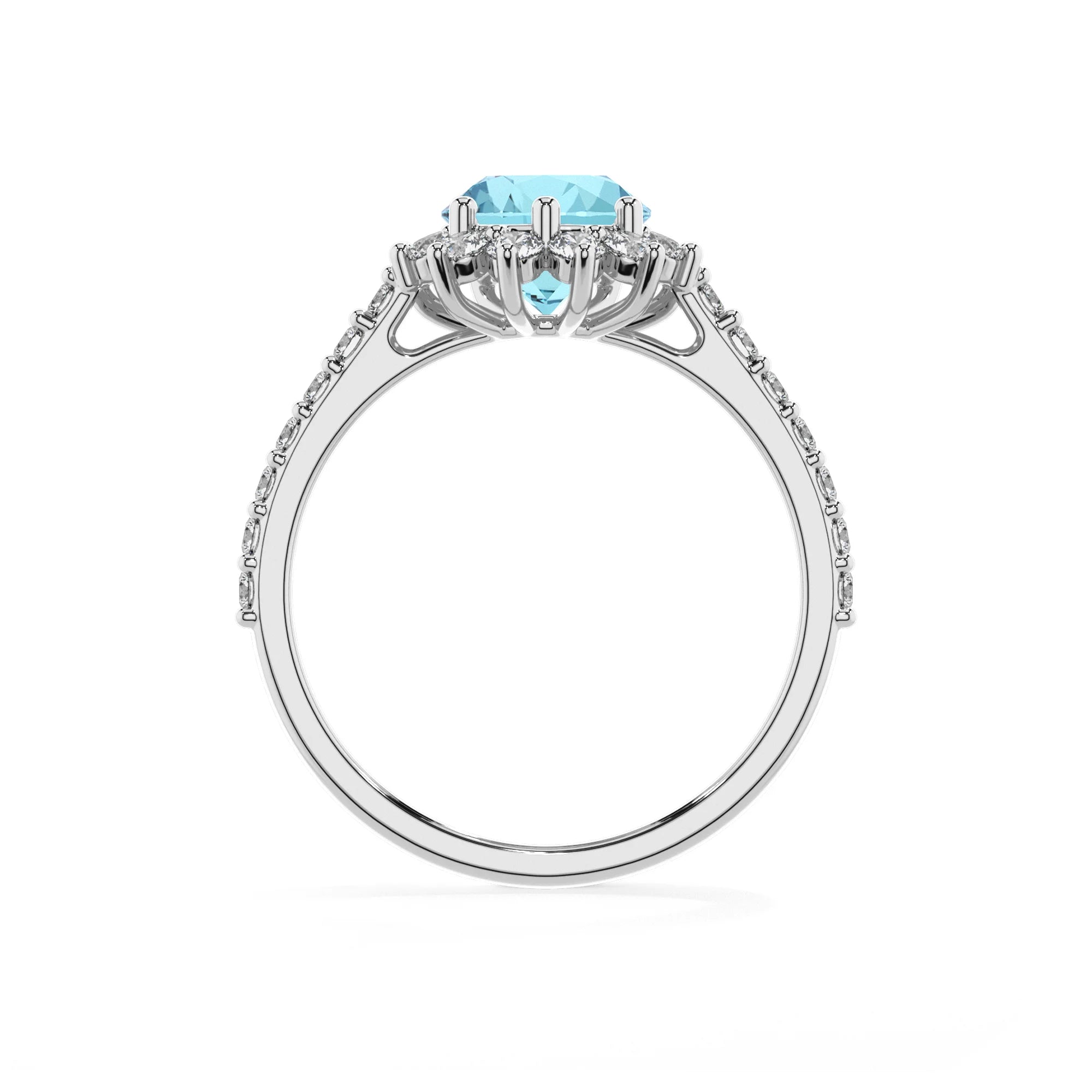 lab grown aquamarine pear solitaire rings in white gold