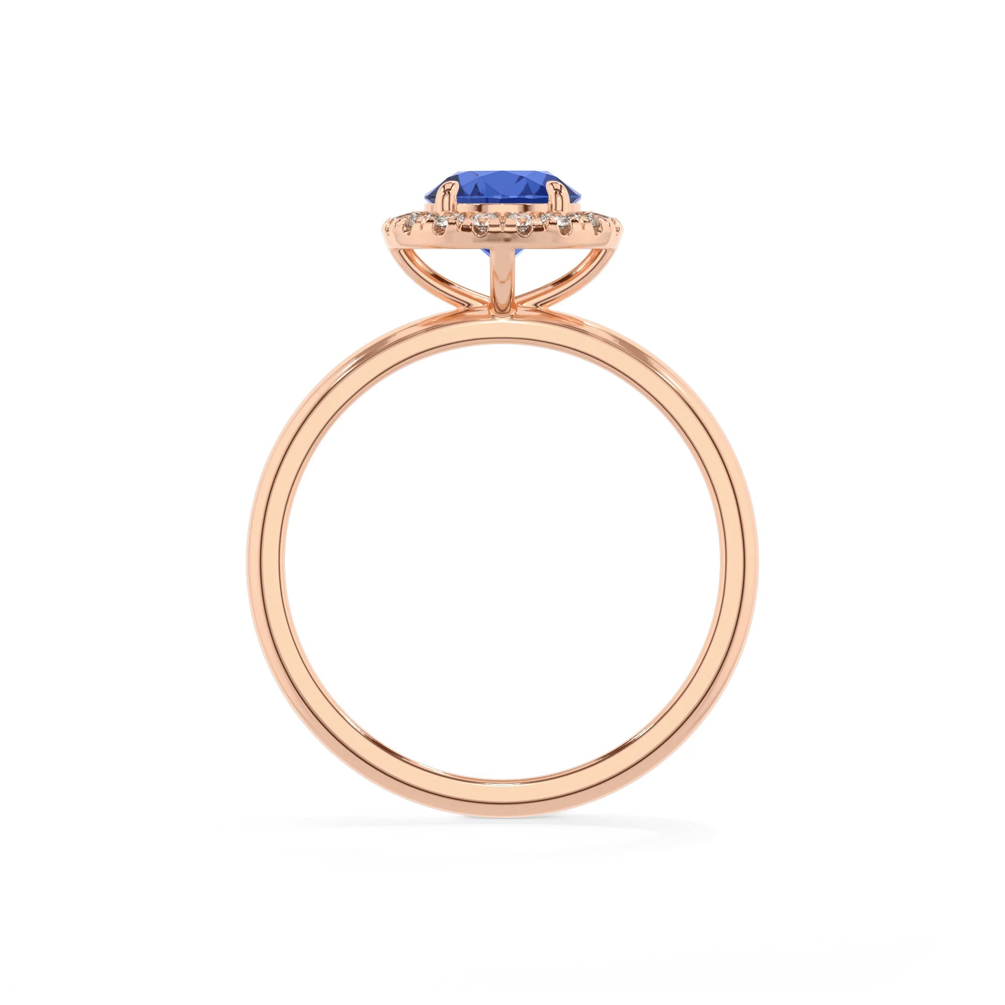 lab grown blue-sapphire round solitaire rings in rose gold