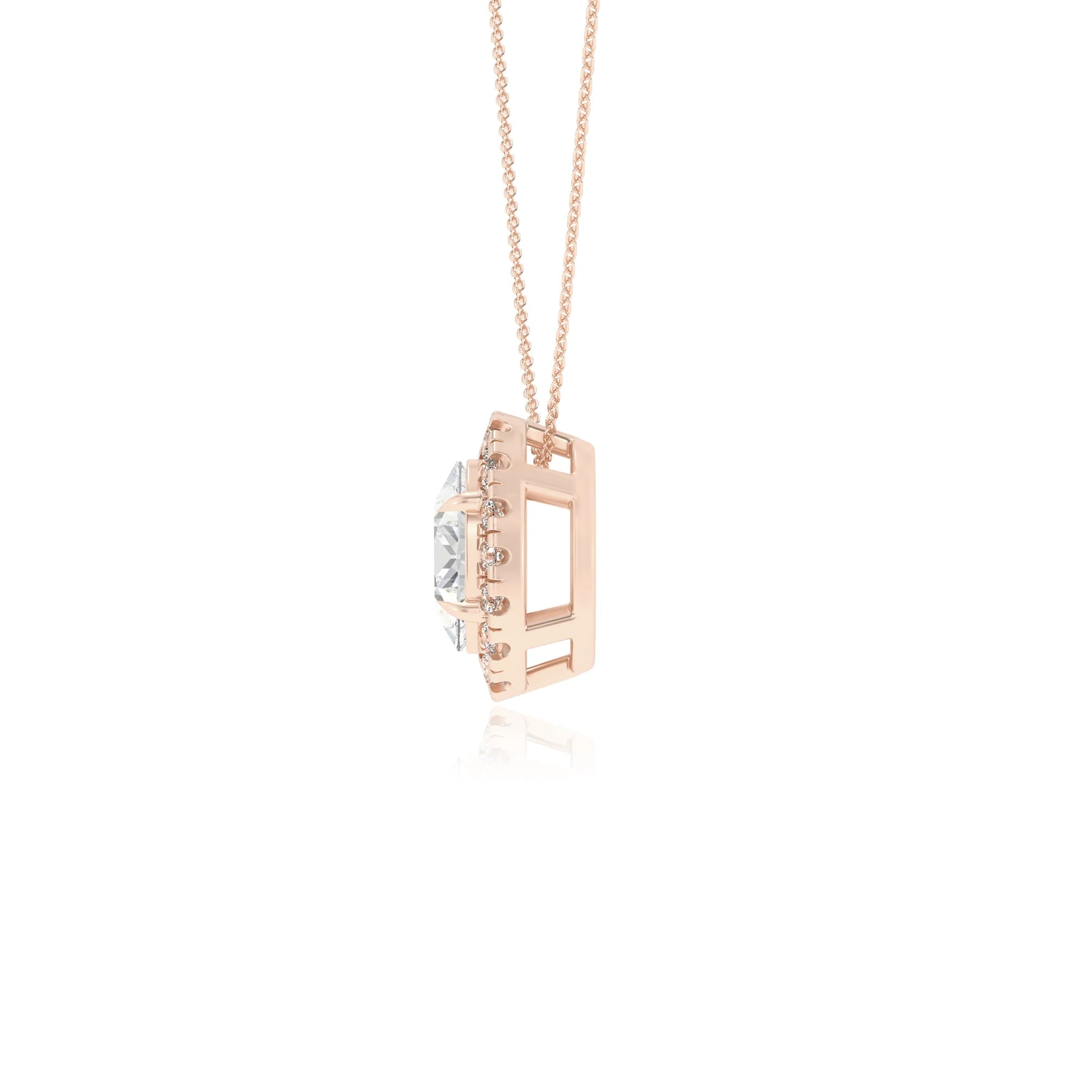 lab grown moissanite oval solitaire necklaces in rose gold