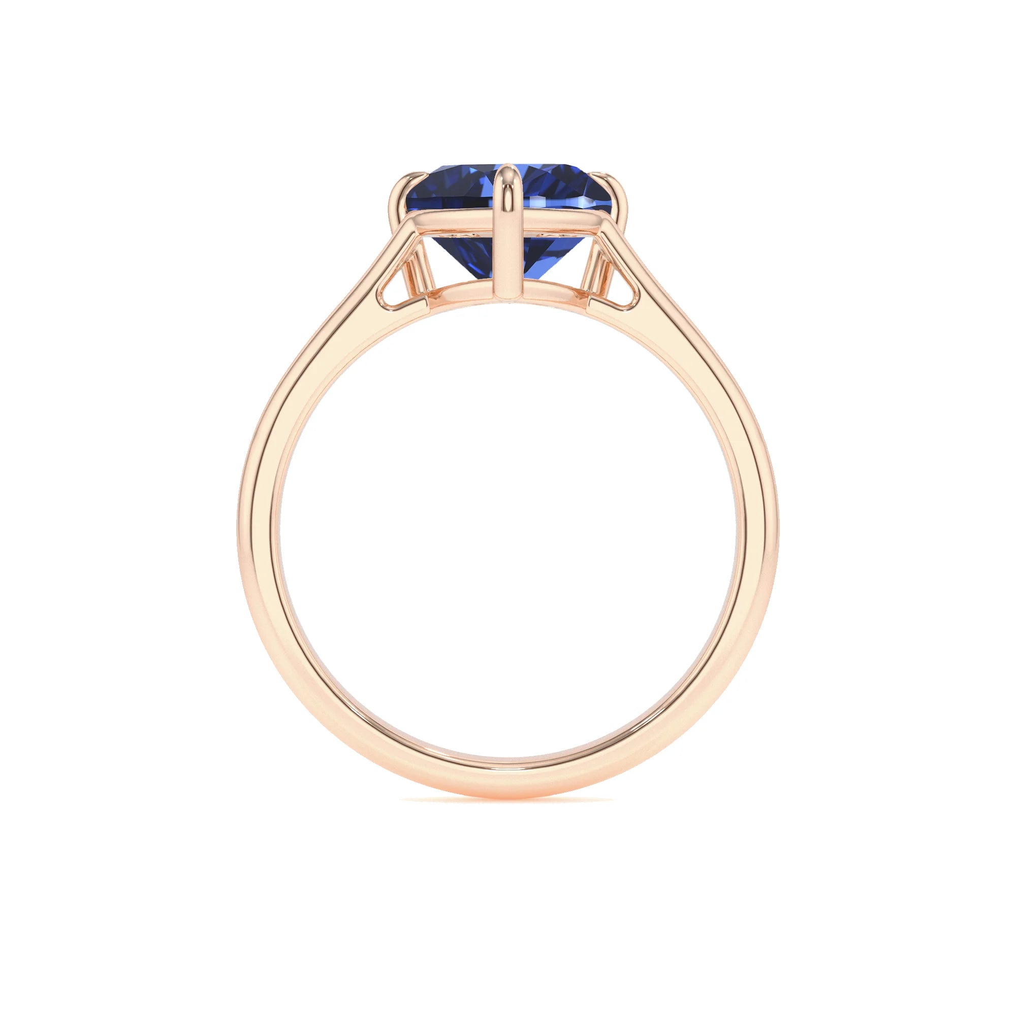 lab grown blue-sapphire heart solitaire rings in rose gold