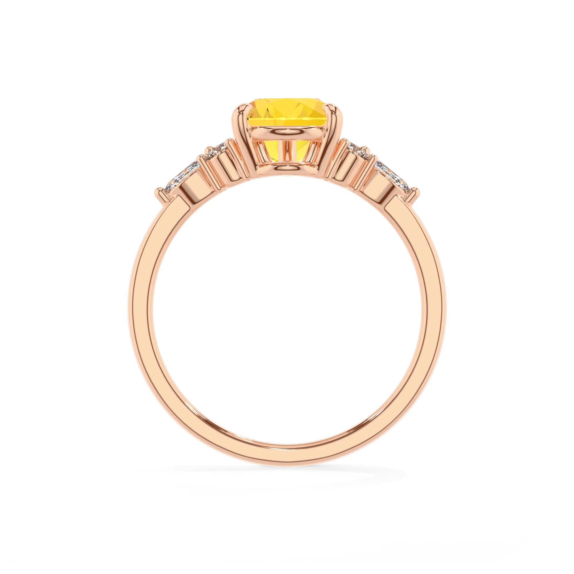 lab grown yellow-sapphire pear solitaire rings in rose gold