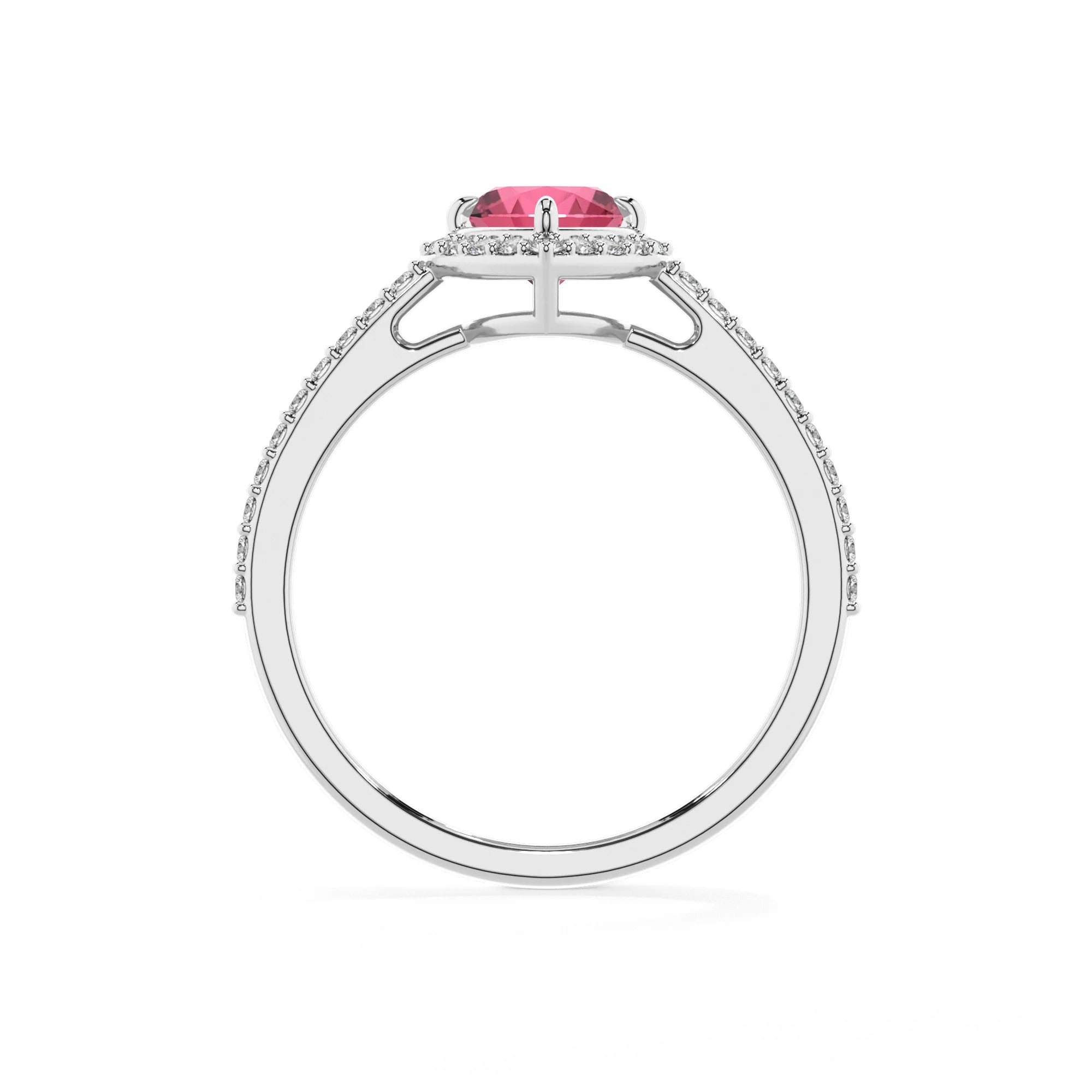 lab grown pink-tourmaline heart solitaire rings in sterling silver