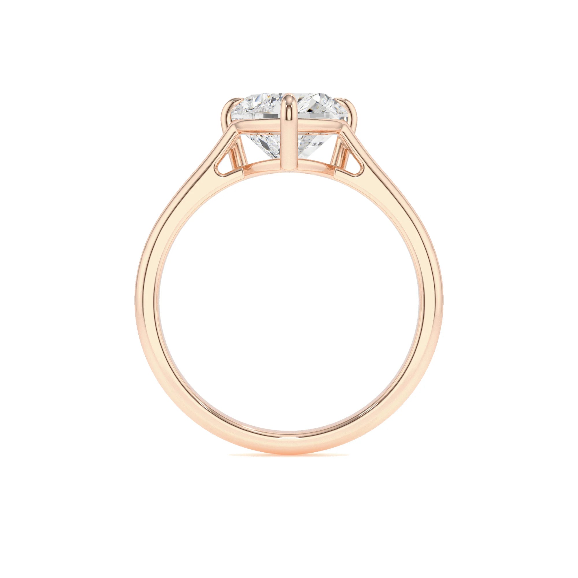 lab grown moissanite heart solitaire rings in rose gold