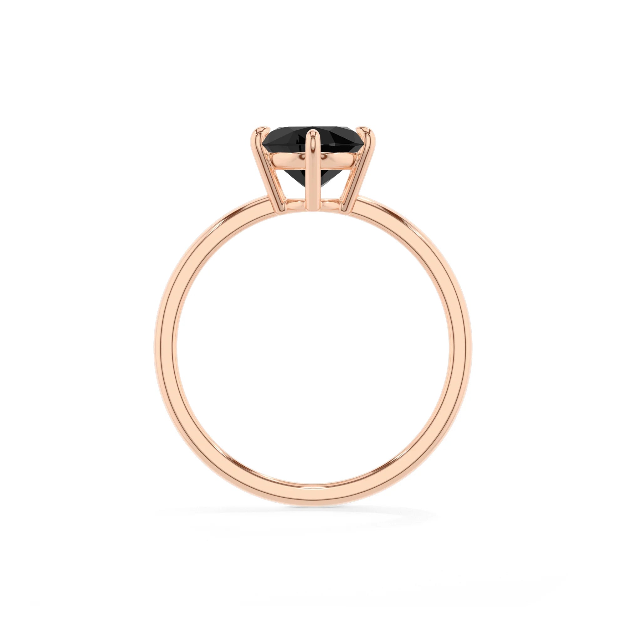 natural black-onyx oval solitaire rings in rose gold